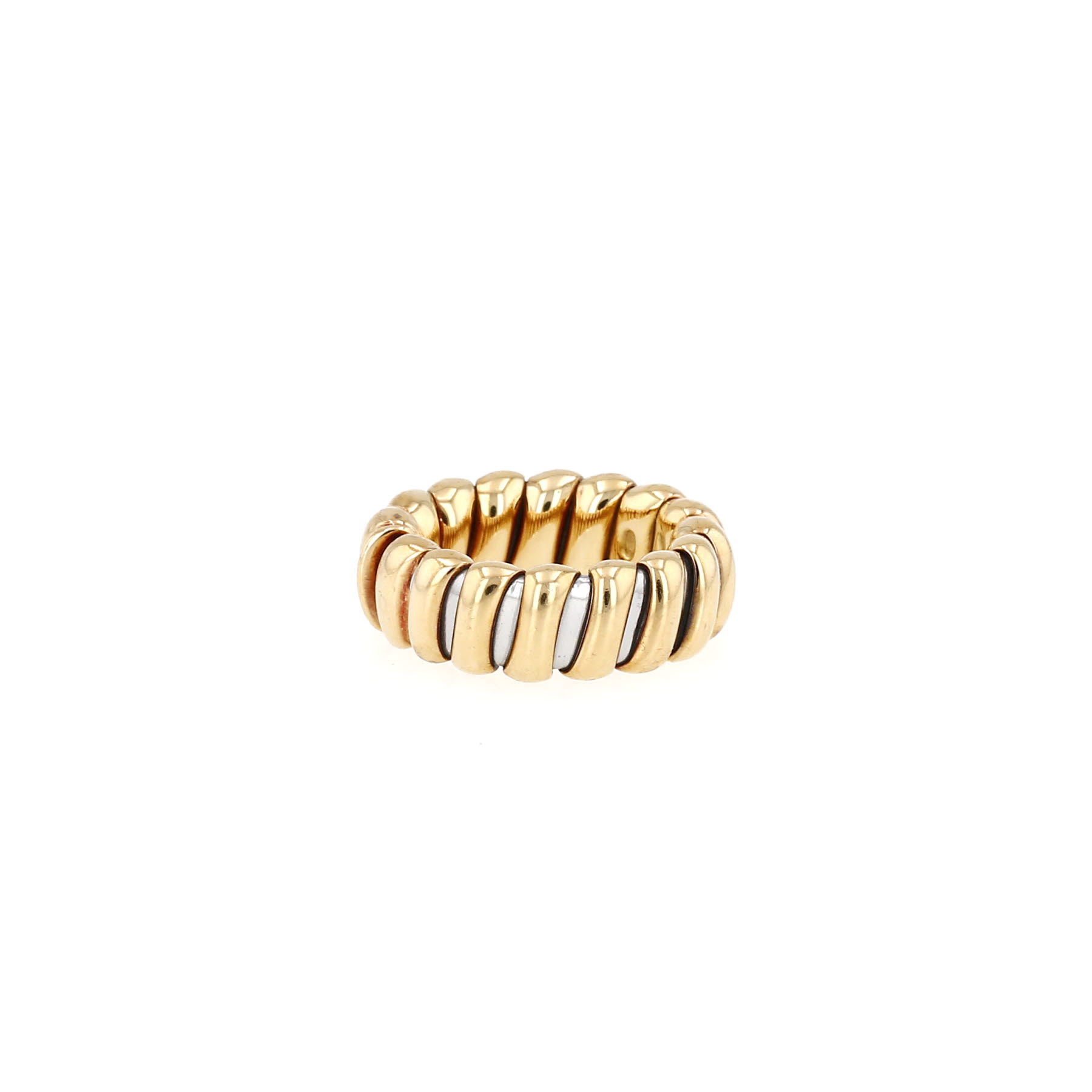 Bague semi-rigide Bulgari en or jaune et acier