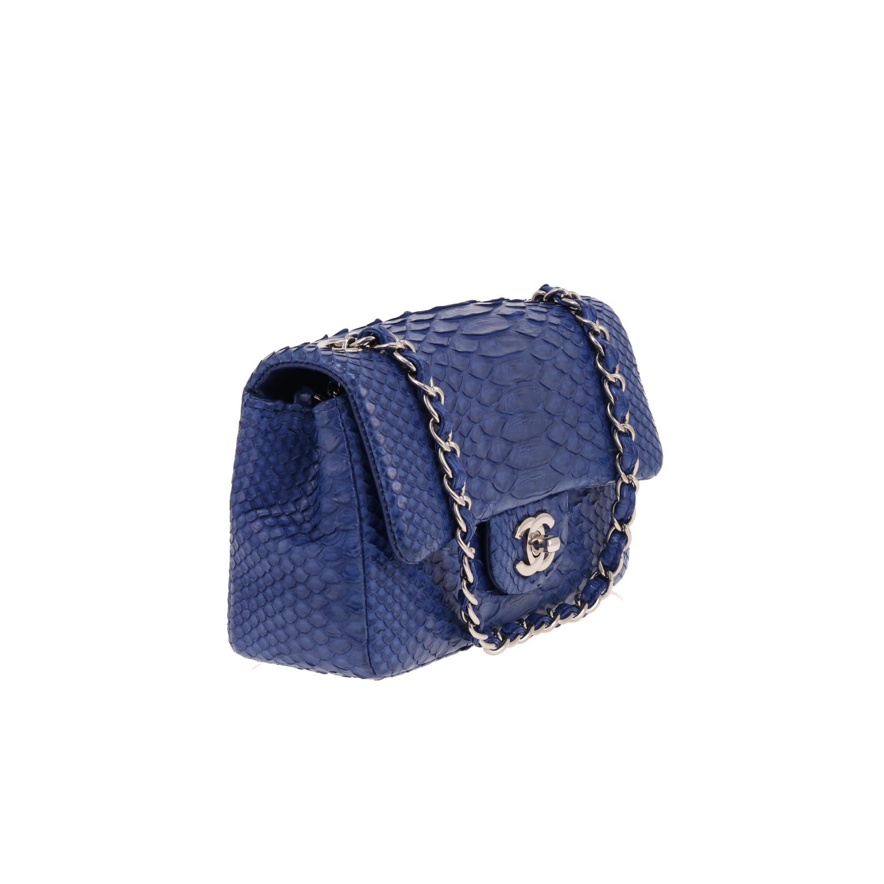 Sac bandoulière Chanel  Mini Timeless en python bleu