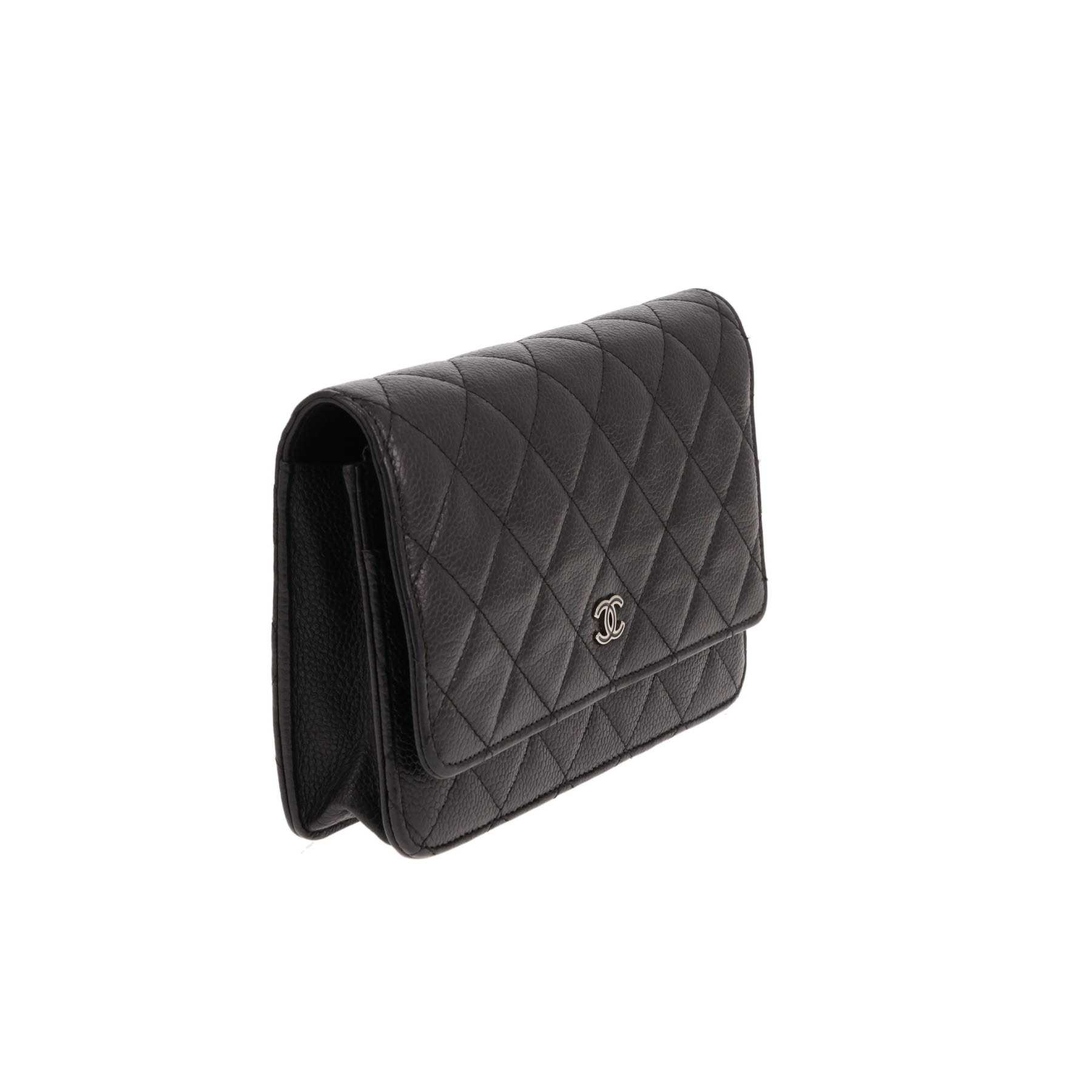Bolso bandolera Chanel «Wallet on Chain» de piel granulada acolchada Noir