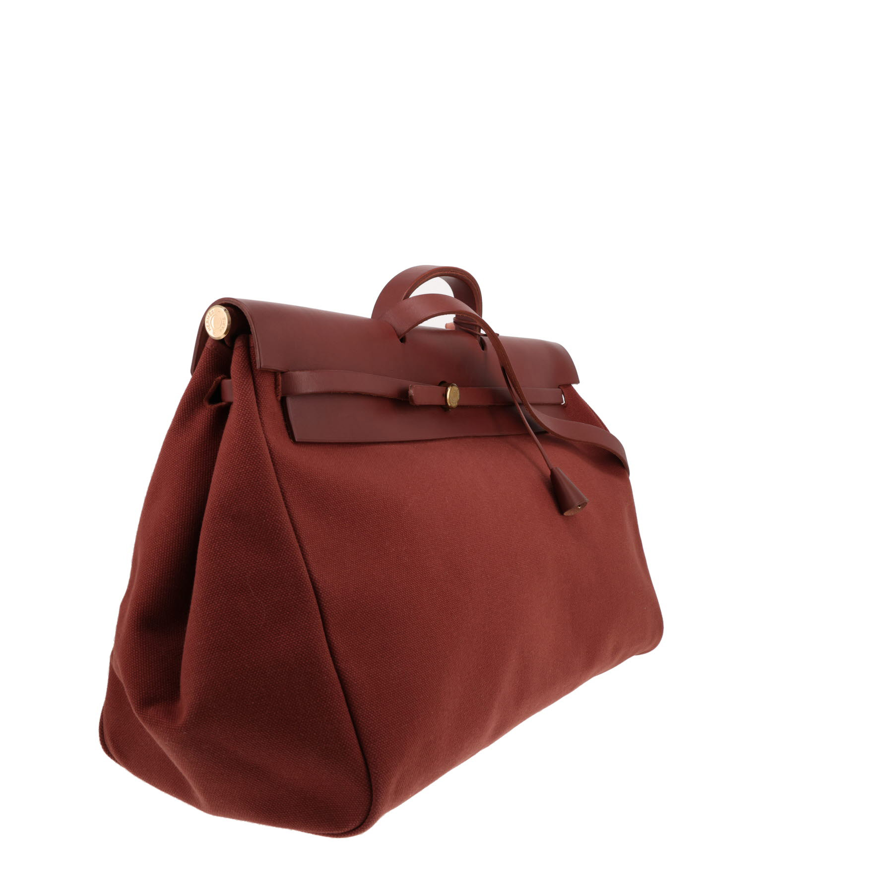 Bolso de fin de semana Hermès «Herbag» de lona marrón y piel marrón