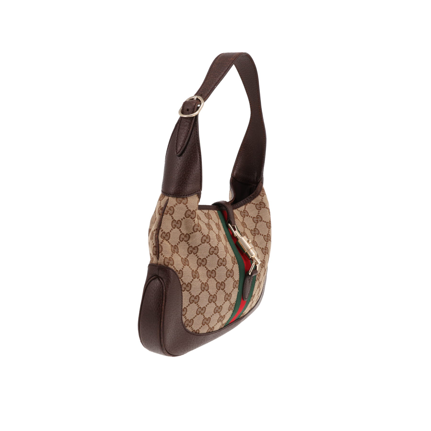 Bolso Gucci «Jackie» de piel marrón y lona Supreme GG beige