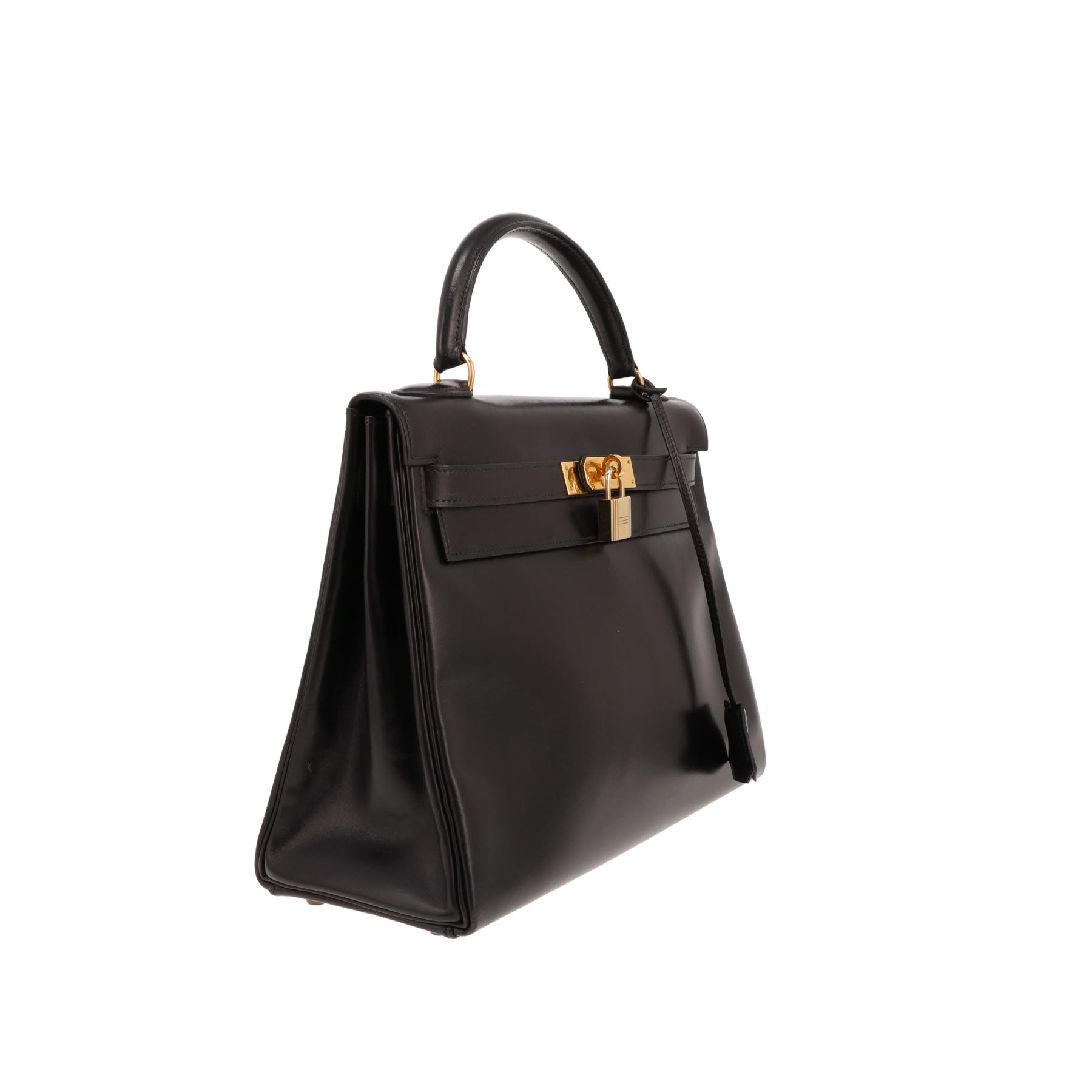 Bolso Hermès Kelly de 32 cm en piel negra tipo «box»