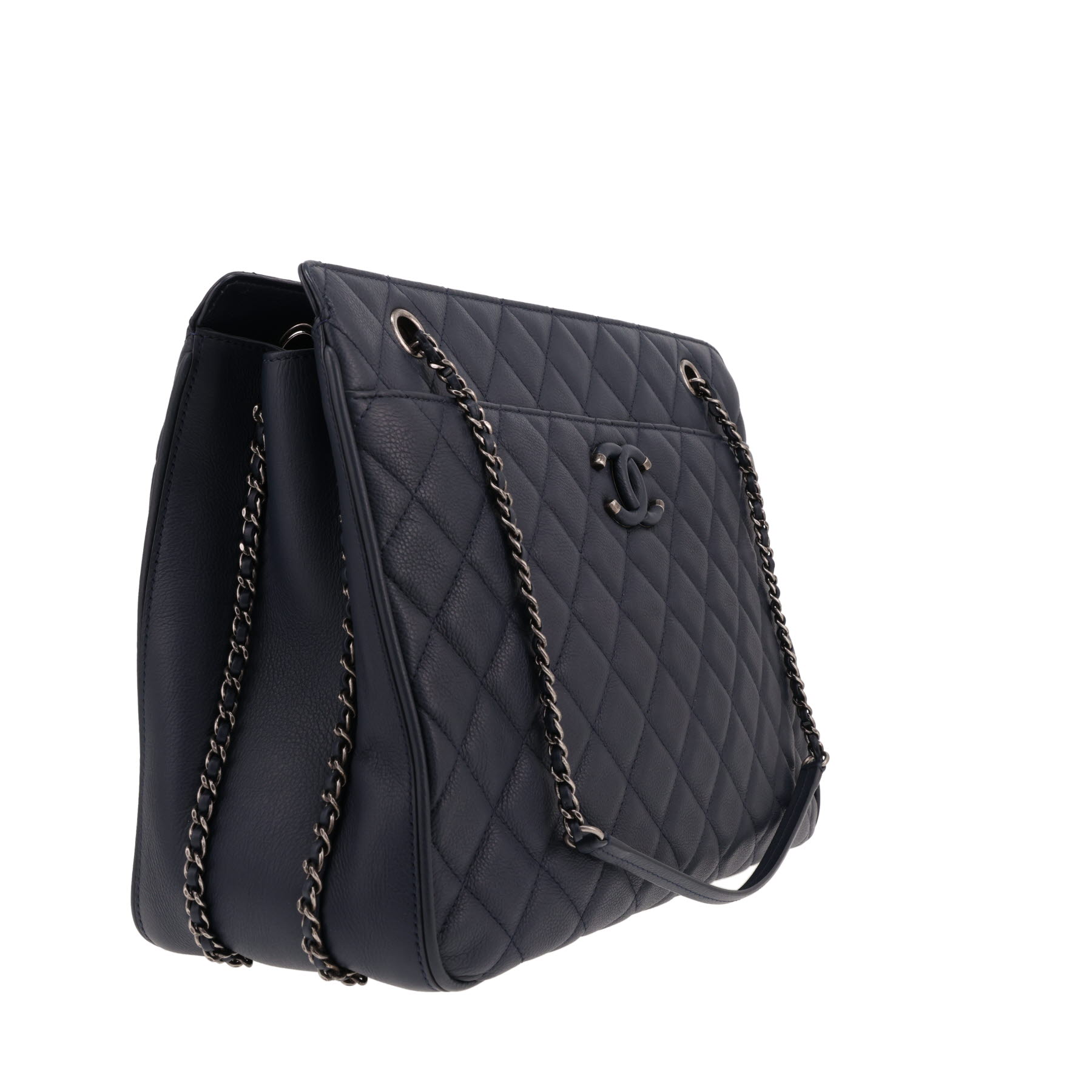 Sac cabas Chanel  Shopping GST en cuir grainé matelassé bleu-marine