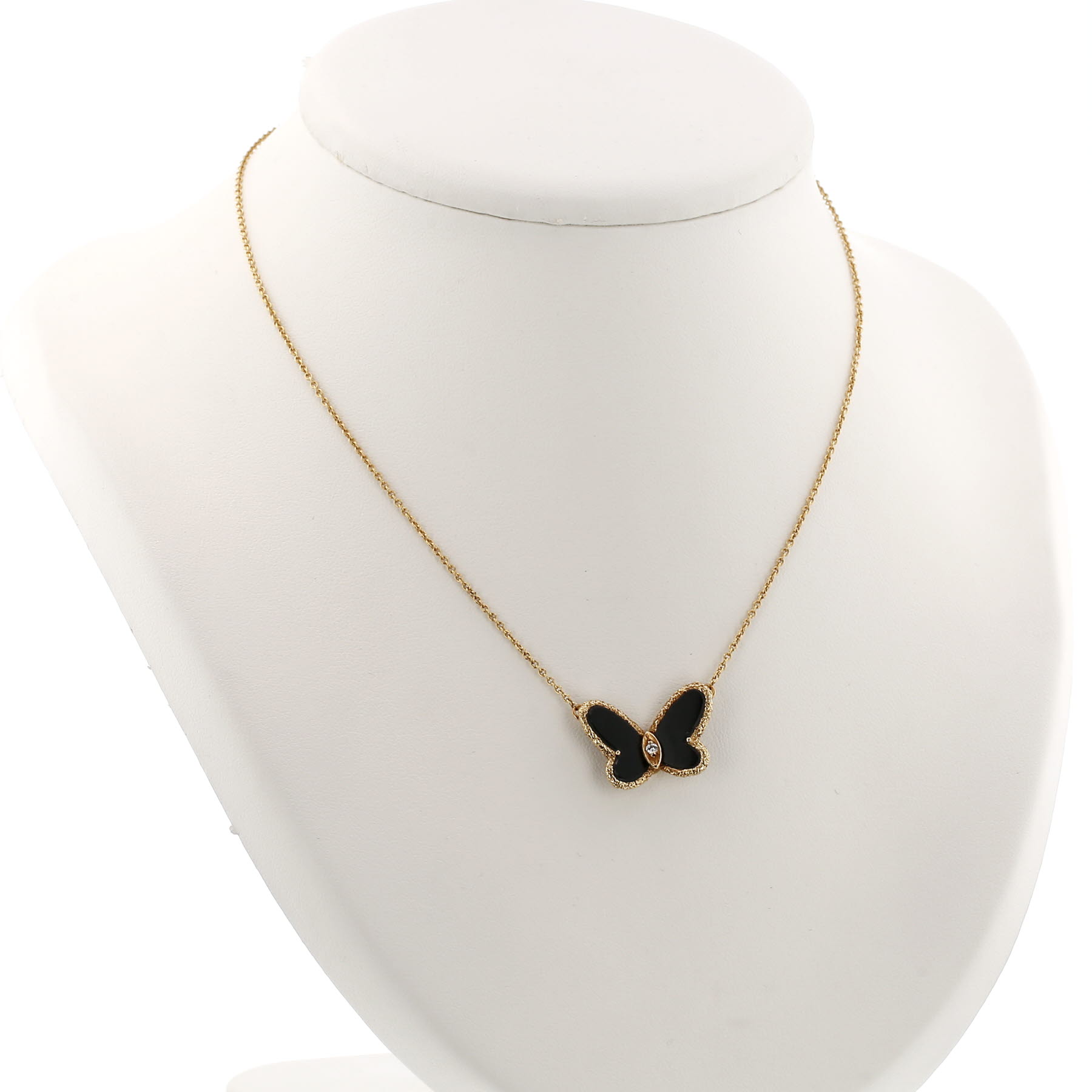 Van Cleef & Arpels necklace in yellow gold, onyx and diamonds