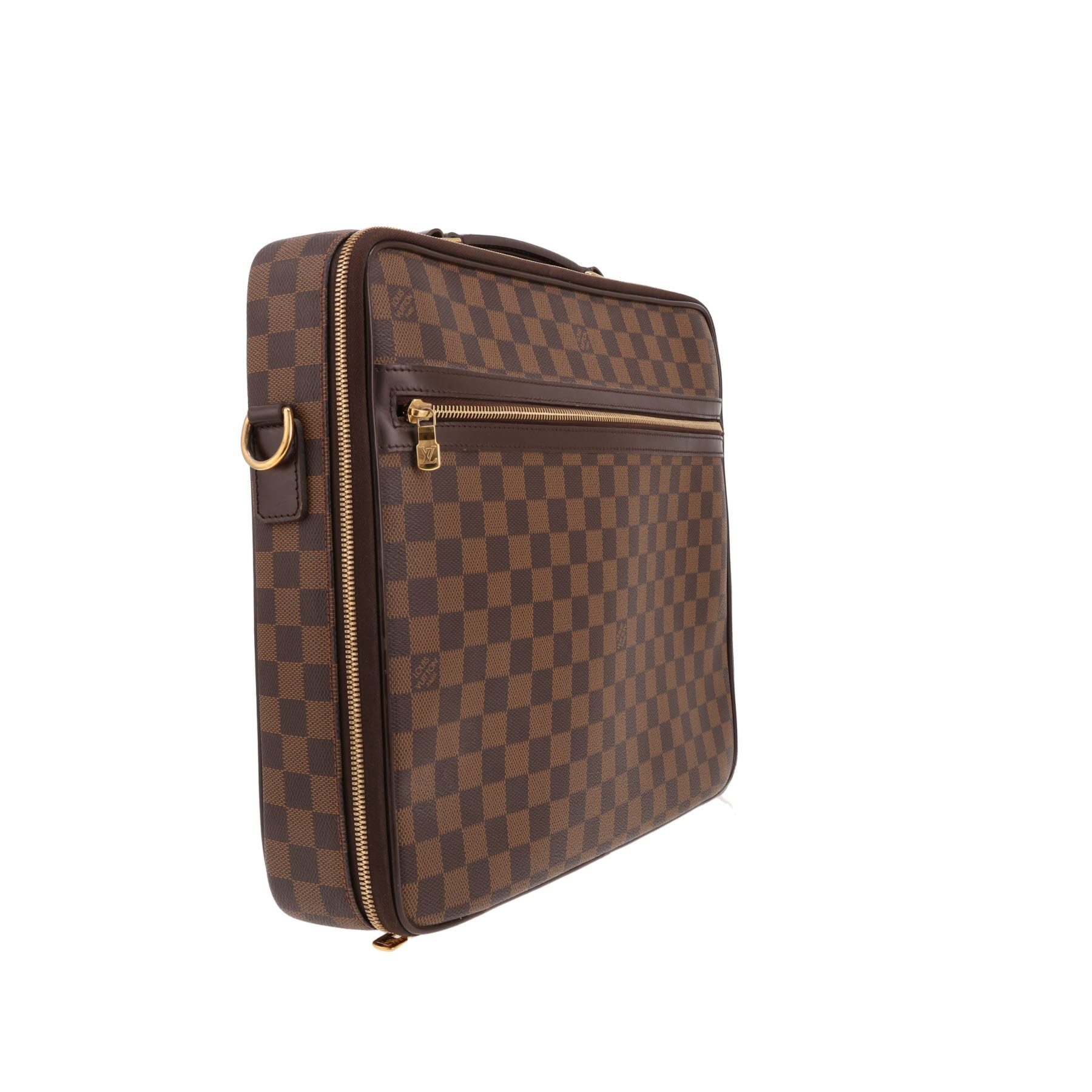 Porte-documents Louis Vuitton  Sabana en toile damier marron et cuir ébène