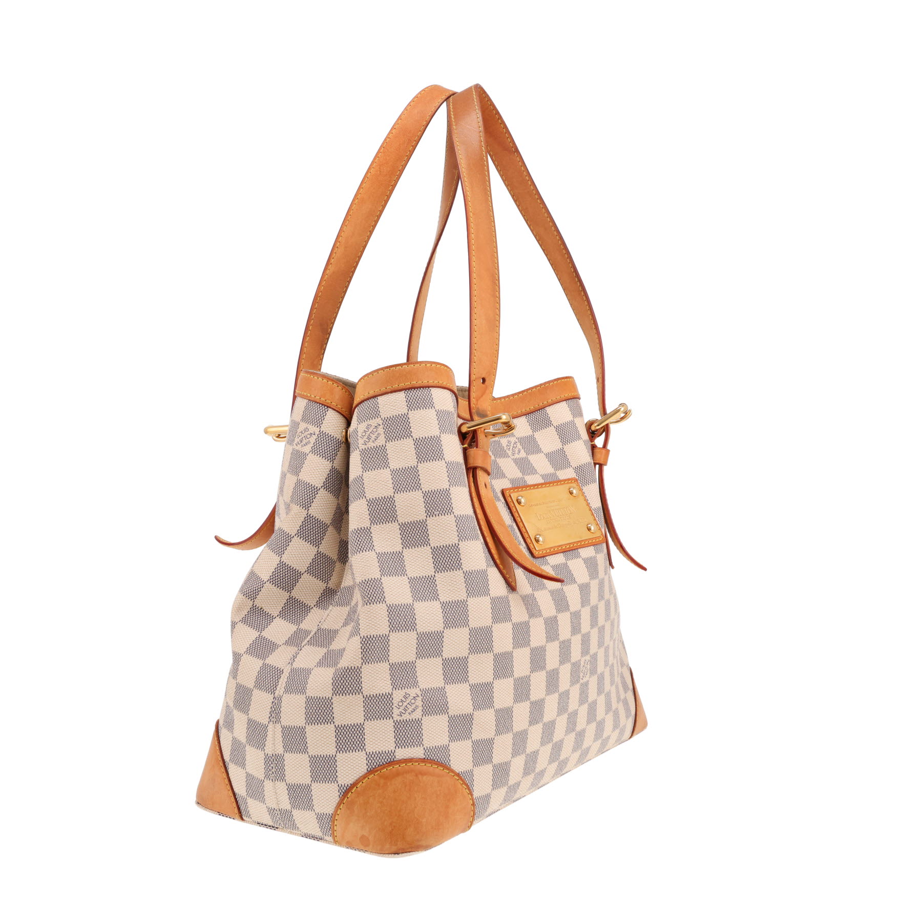 Louis Vuitton Hampstead handbag in azure Damier canvas and natural leather