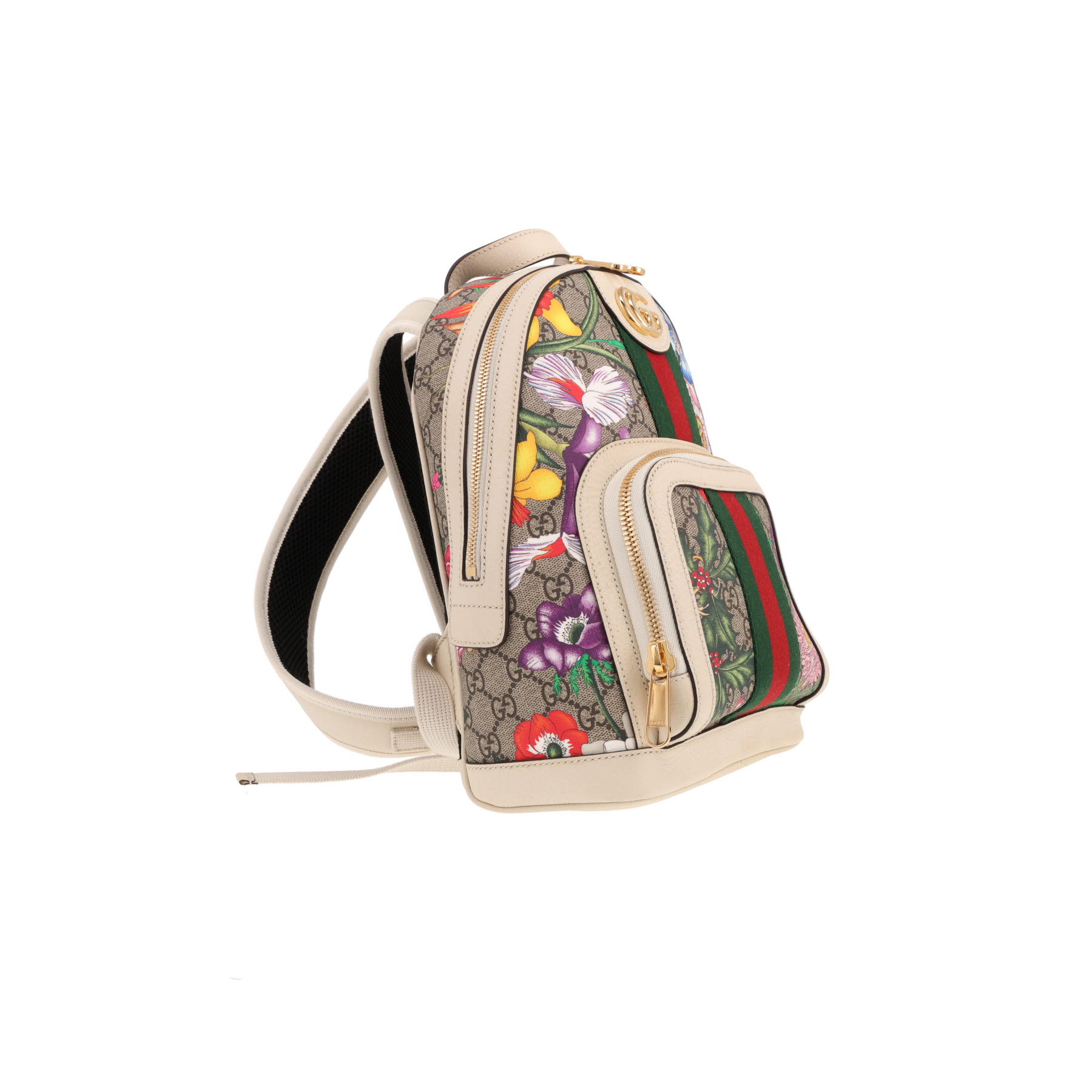 Gucci rucksack   in beige monogram canvas and white leather