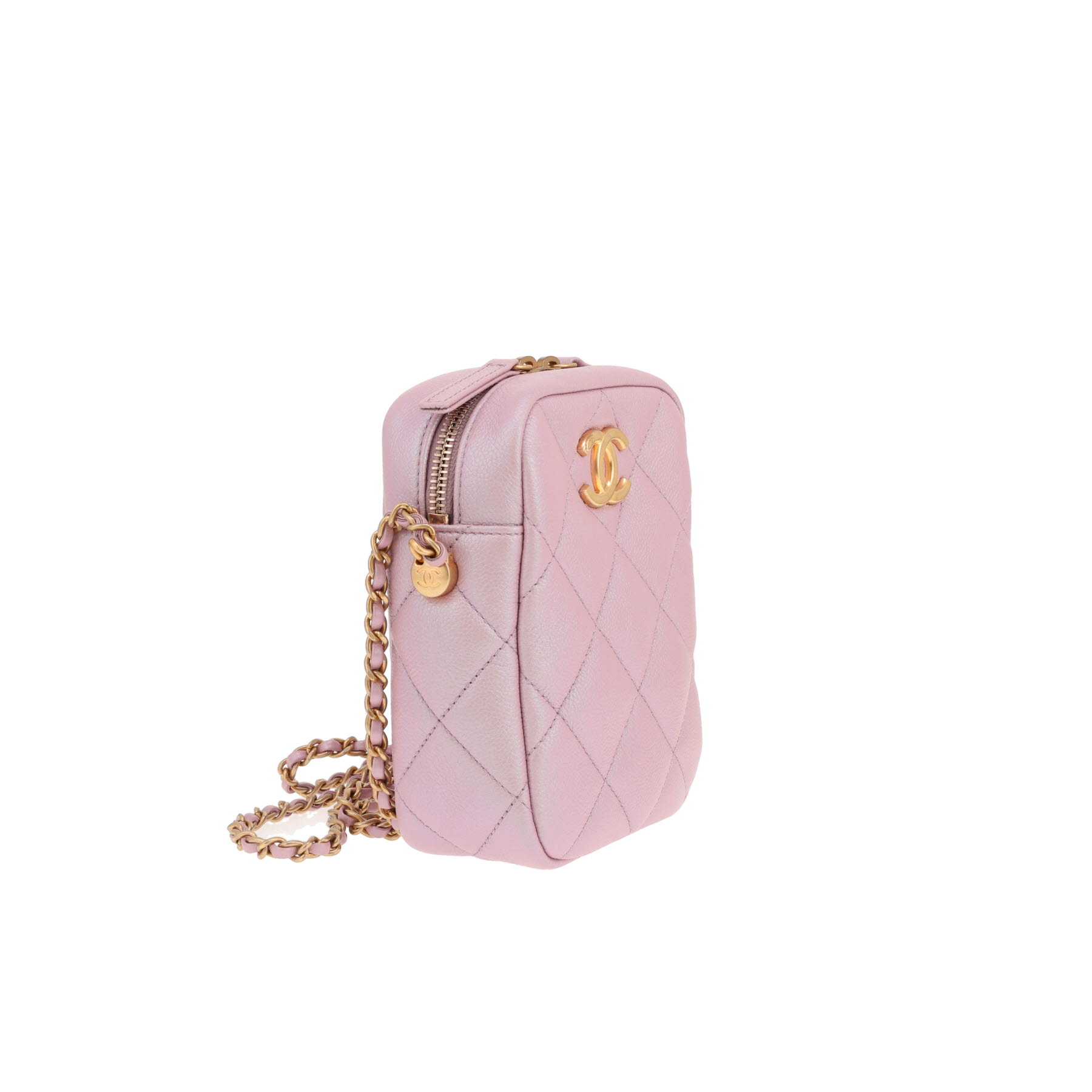 Sac bandoulière Chanel  Vertical My Perfect Camera Case en cuir irisé rose