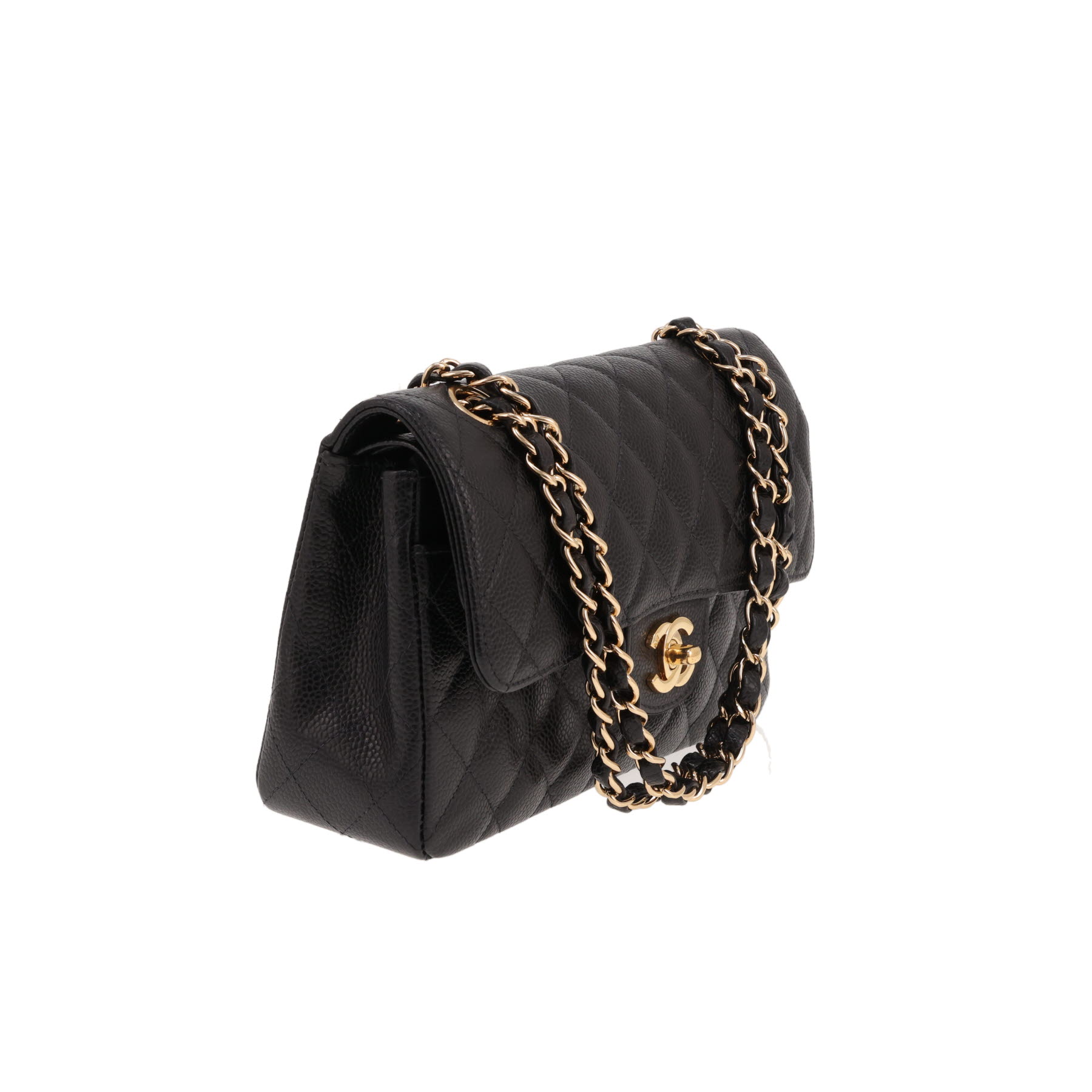 Chanel Timeless Petit handbag in Noir quilted grained leather