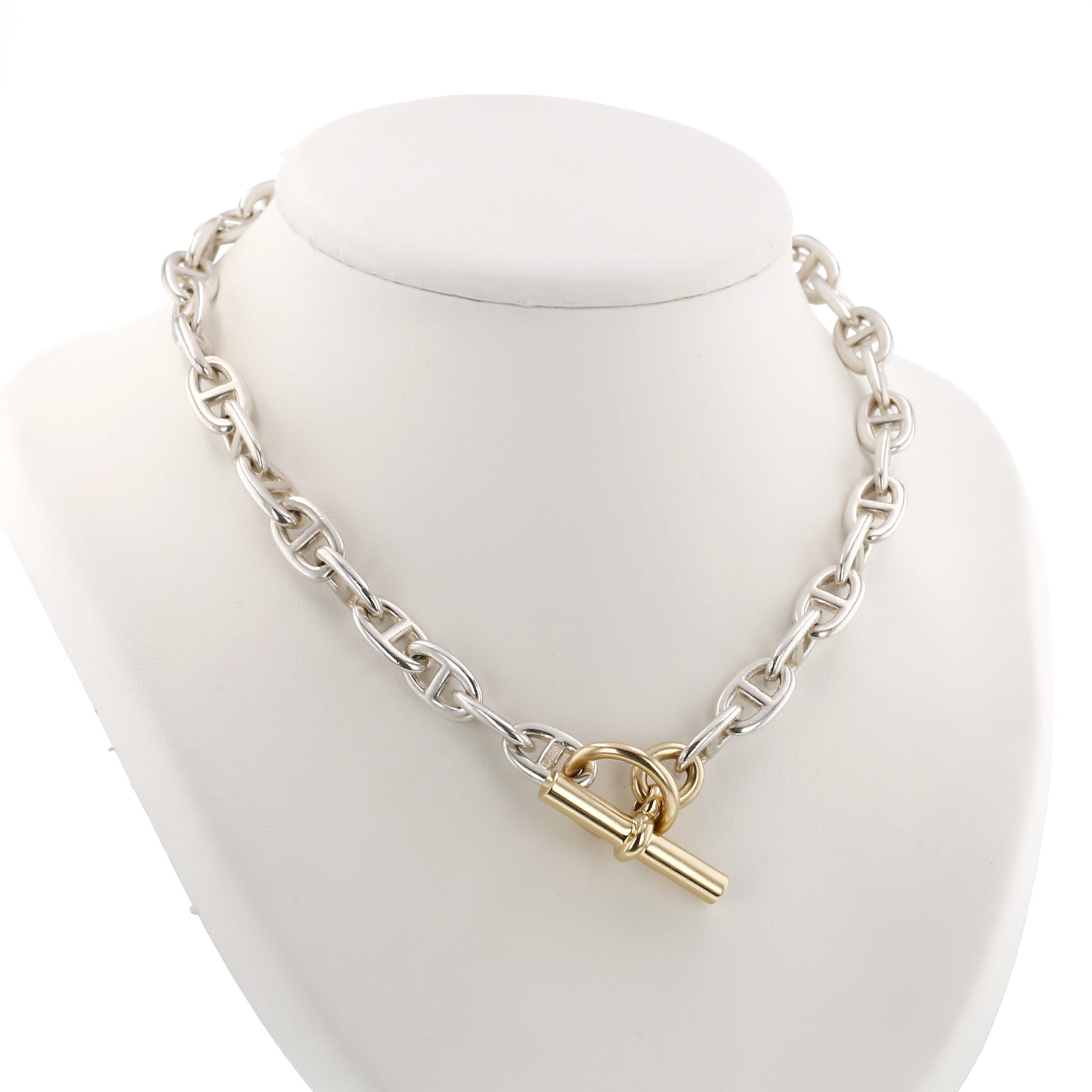 Collier Hermès Chaîne d'Ancre moyen modèle en or jaune et argent