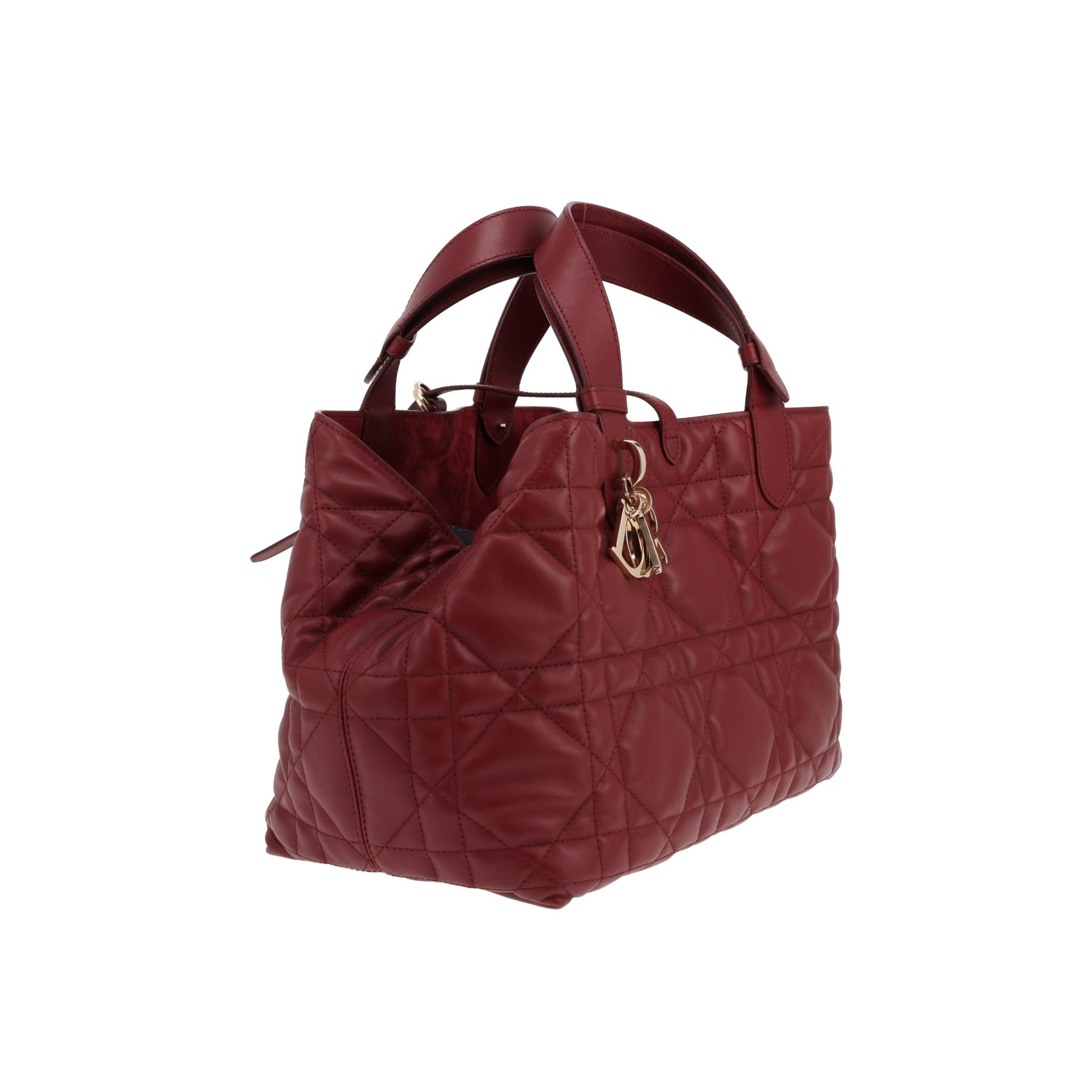 Bolso de mano Dior, siempre en piel de cannage de Bordeaux