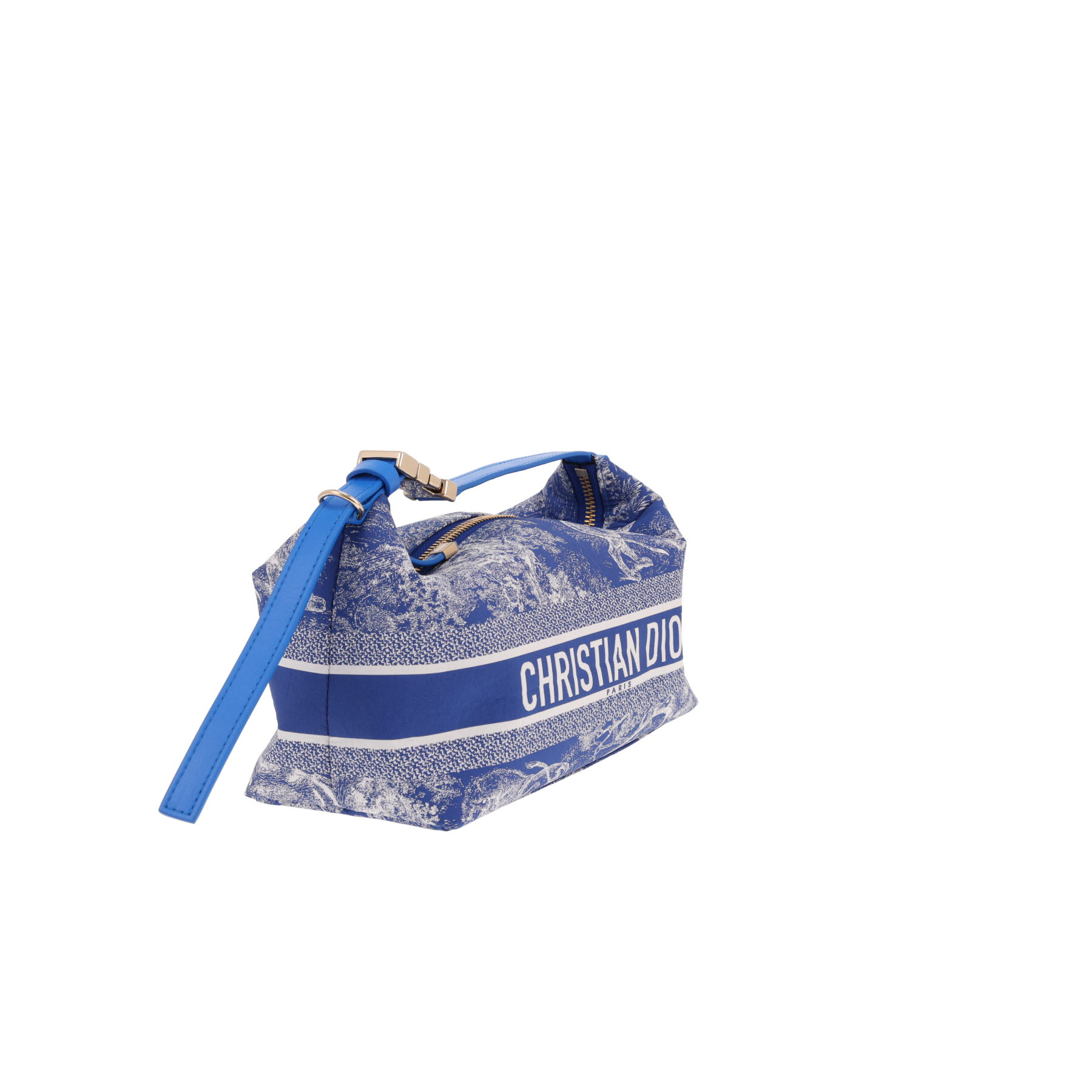 Sac à main Dior  Nomade en toile bleue et blanche et cuir bleu