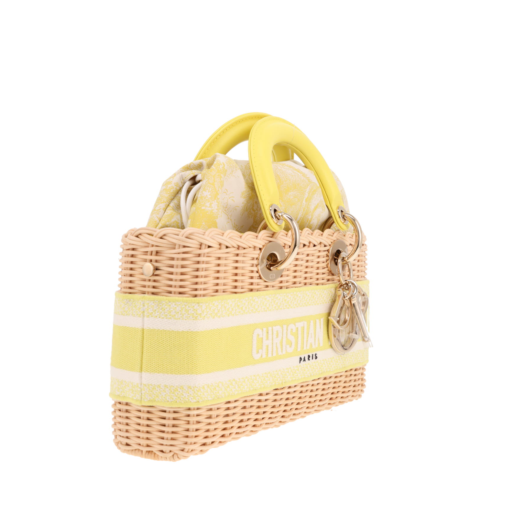 Sac bandoulière Dior  Lady D-Joy en osier et cuir jaune