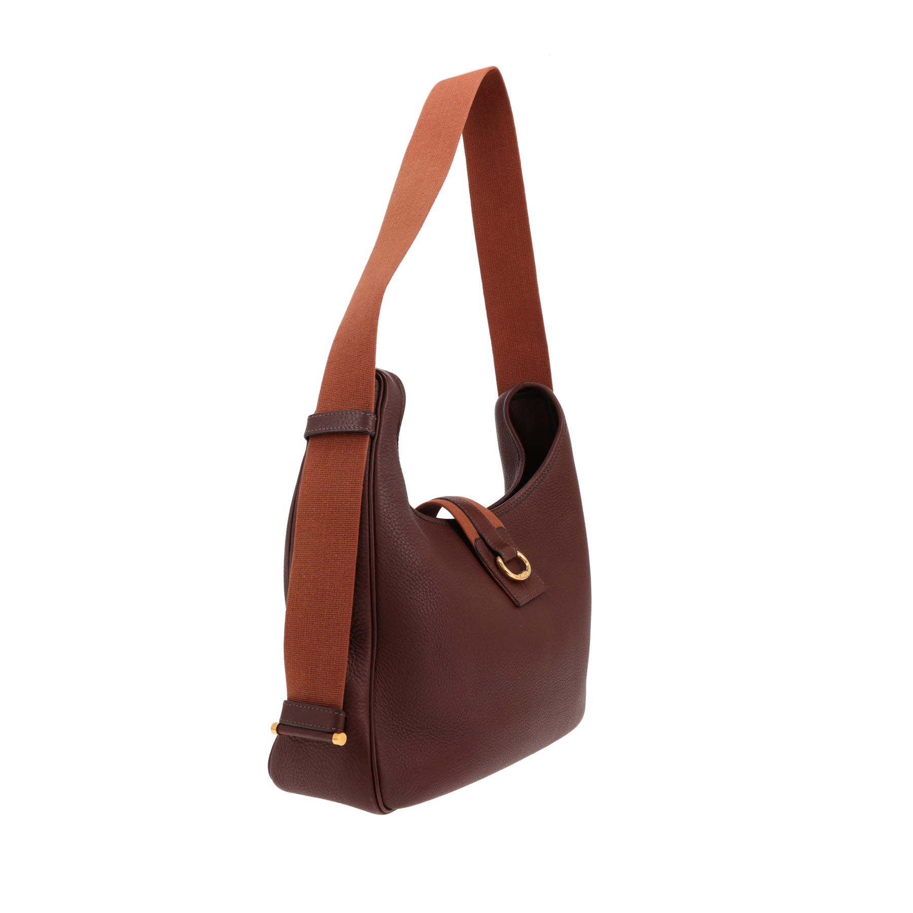 Sac à main Hermès  Tsako en cuir grainé marron