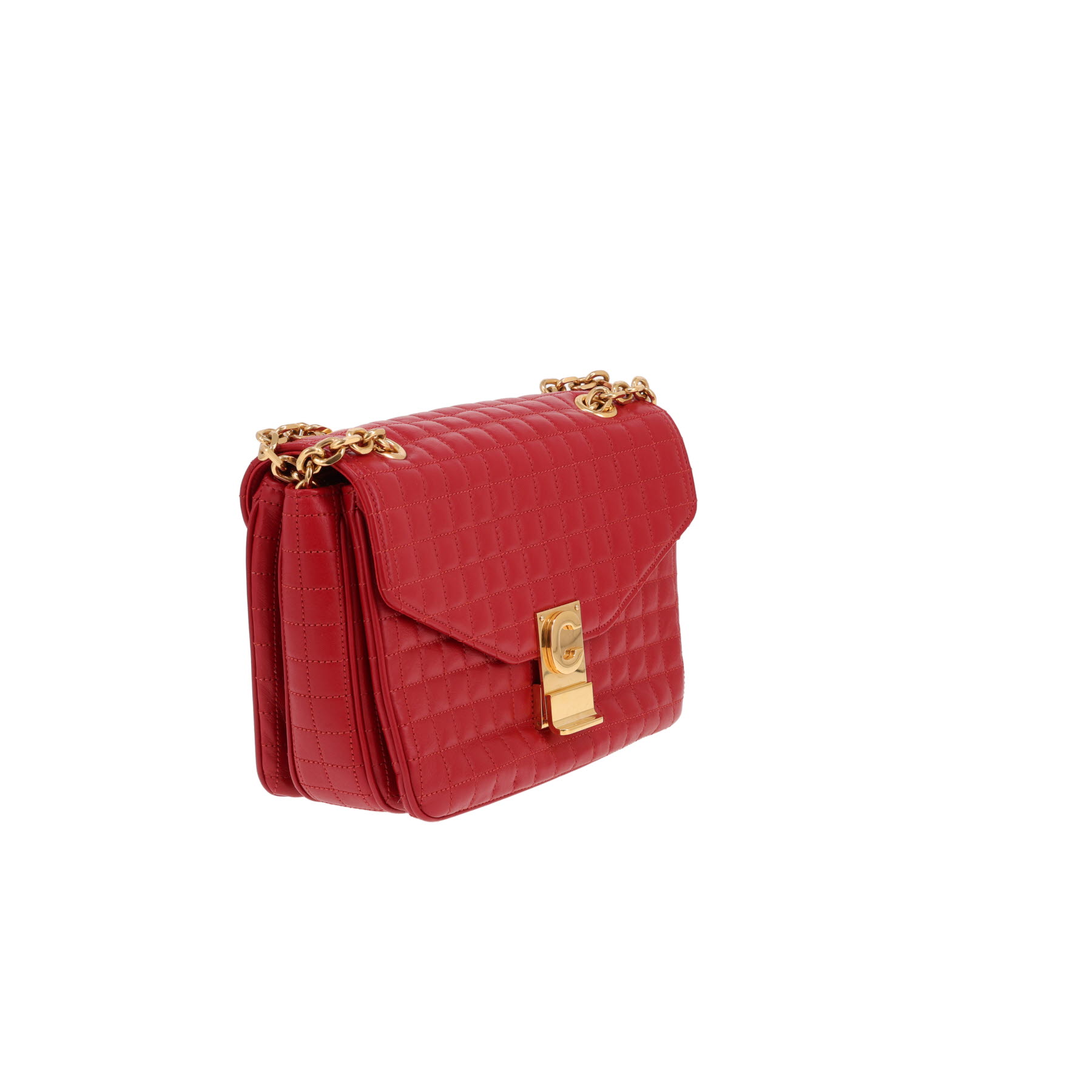 Celine C bag in red quilted leather