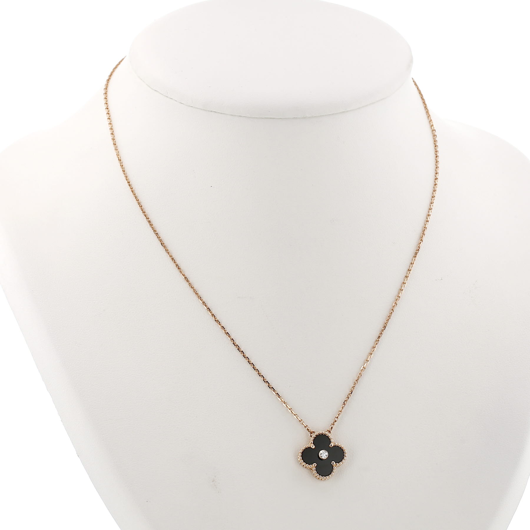 Ciondolo Van Cleef & Arpels Vintage Alhambra in oro rosa, onice e diamanti