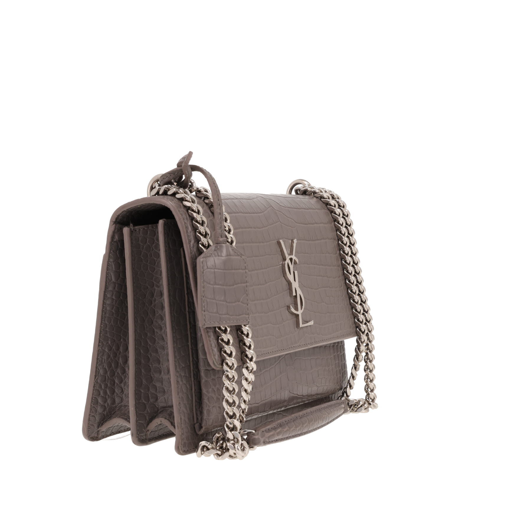 Sac bandoulière Saint Laurent  Sunset en cuir gris