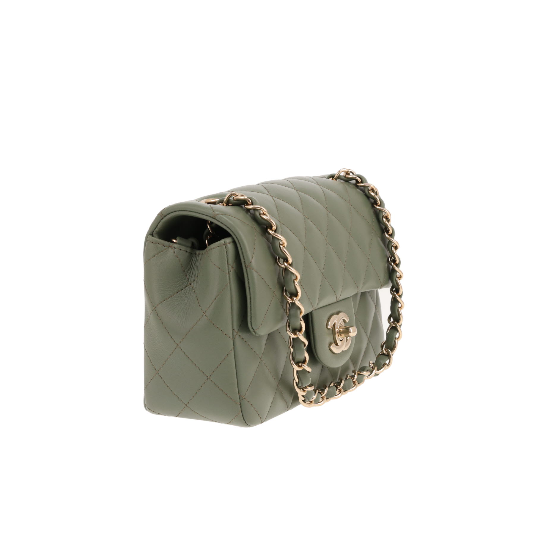 Borsa a tracolla Chanel Mini Timeless in pelle trapuntata verde