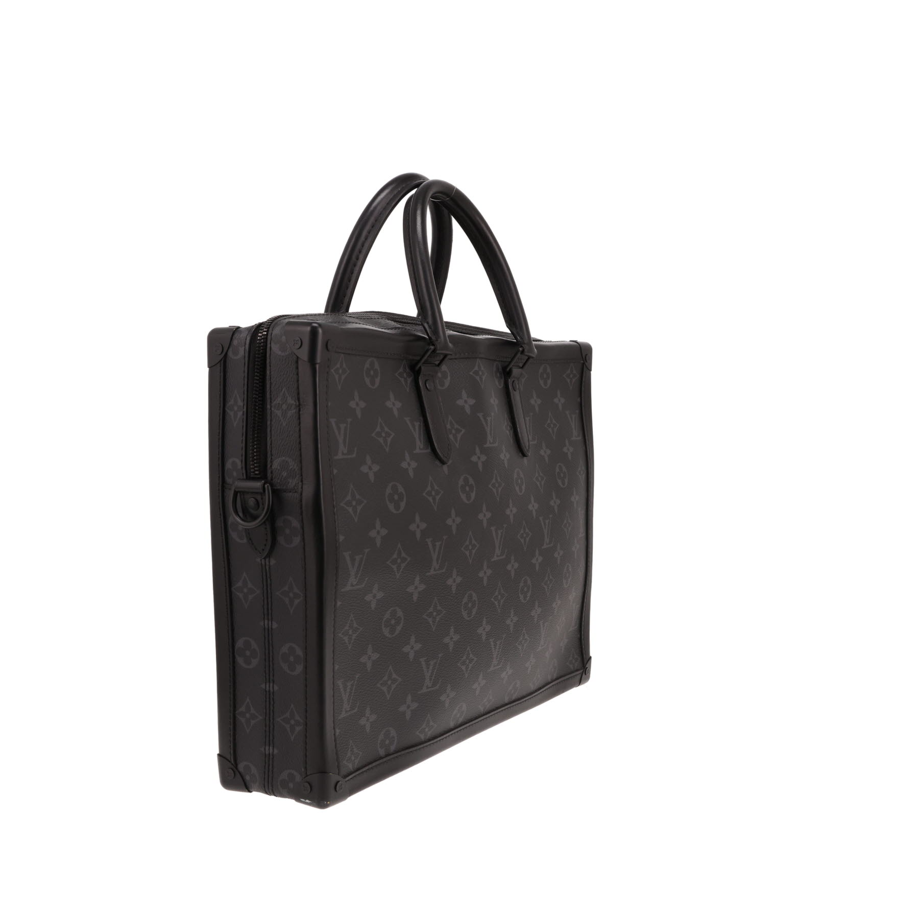 Louis Vuitton Soft Trunk briefcase in black and grey Monogram canvas and black leather