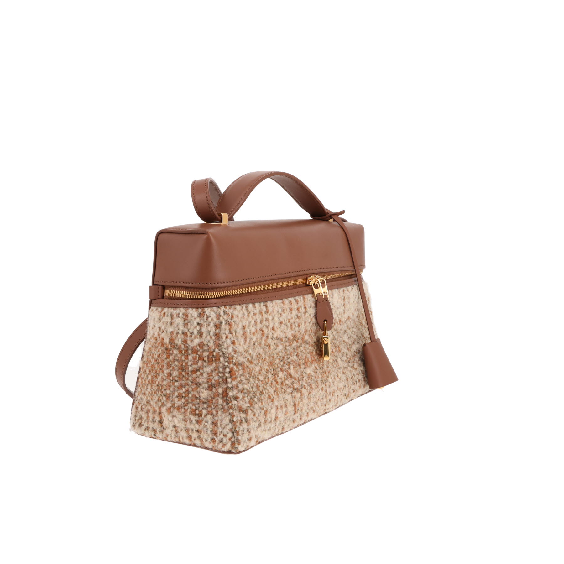 Loro Piana L 27 handbag in wool and brown leather