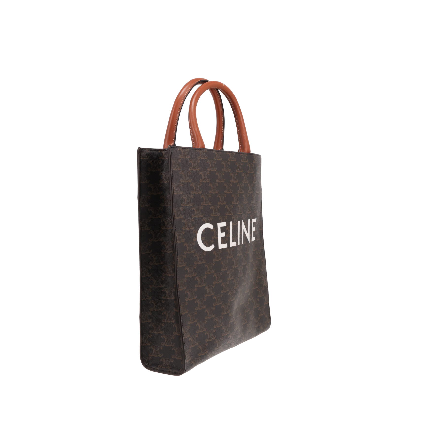 Sac à main Celine  Vertical en toile Triomphe marron et cuir marron