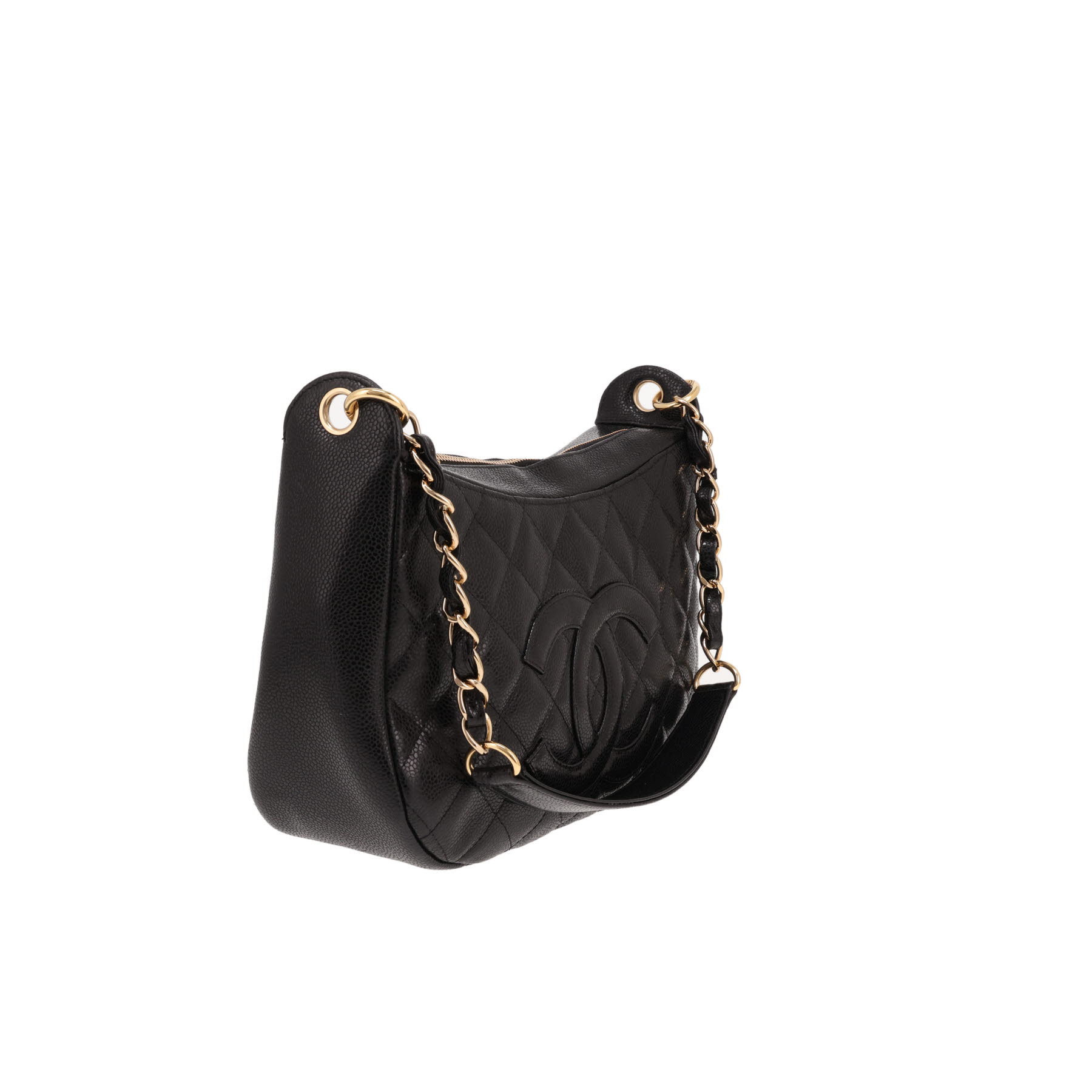 Sac à main Chanel   en cuir grainé matelassé noir