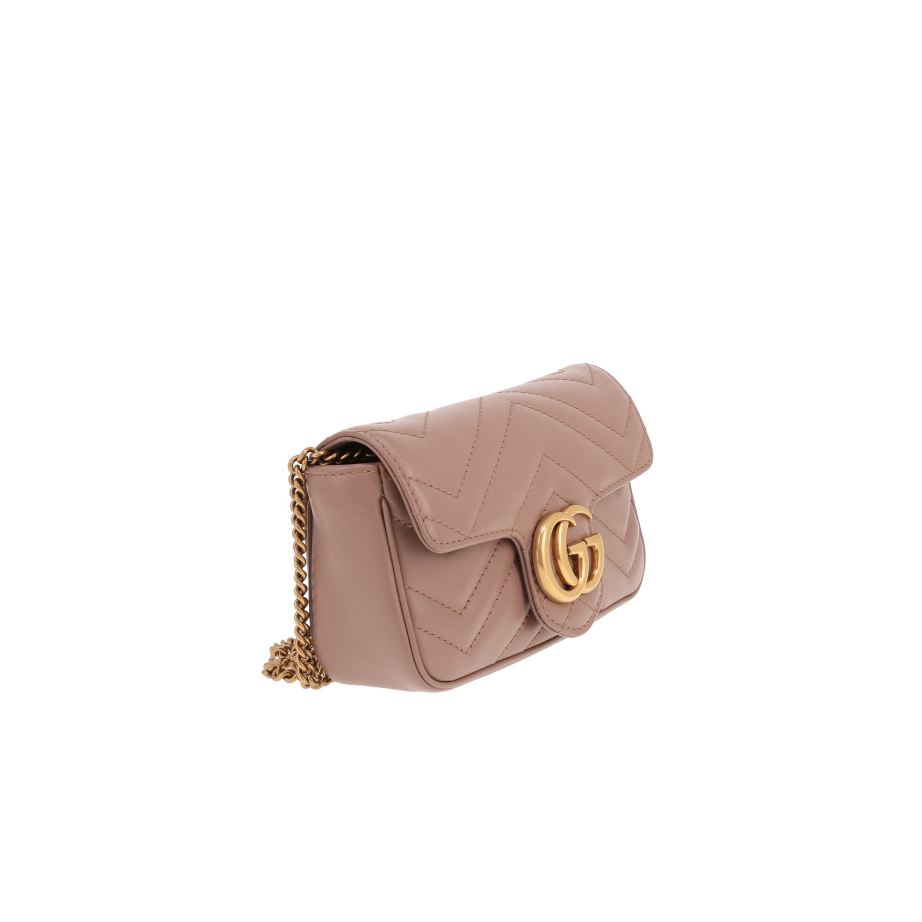 Sac bandoulière Gucci  GG Marmont mini  en cuir matelassé rose-poudre