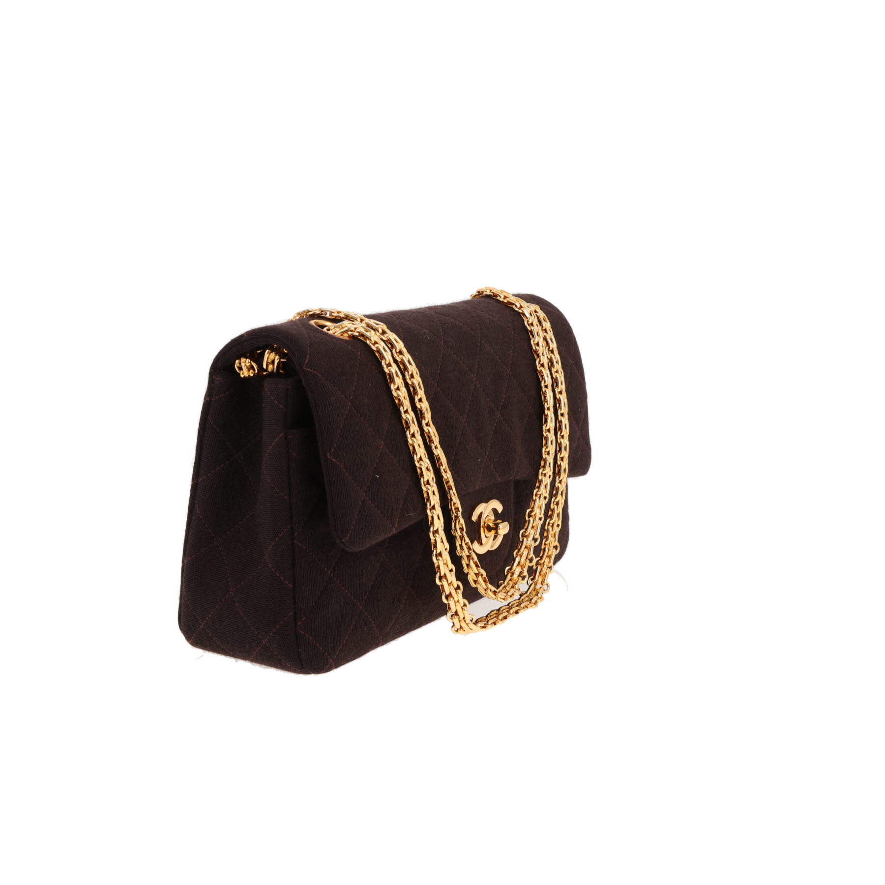 Borsa Chanel Timeless Petit in tela jersey marrone