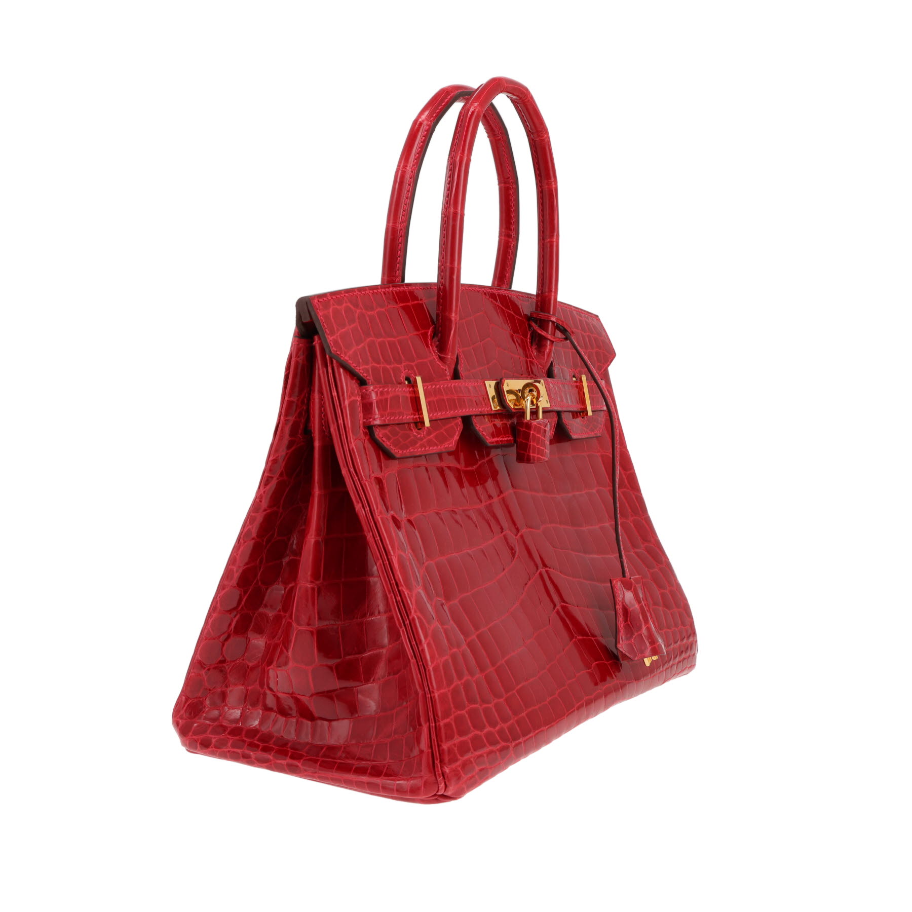 Sac à main Hermès  Birkin 30 cm en crocodile niloticus rouge Vif