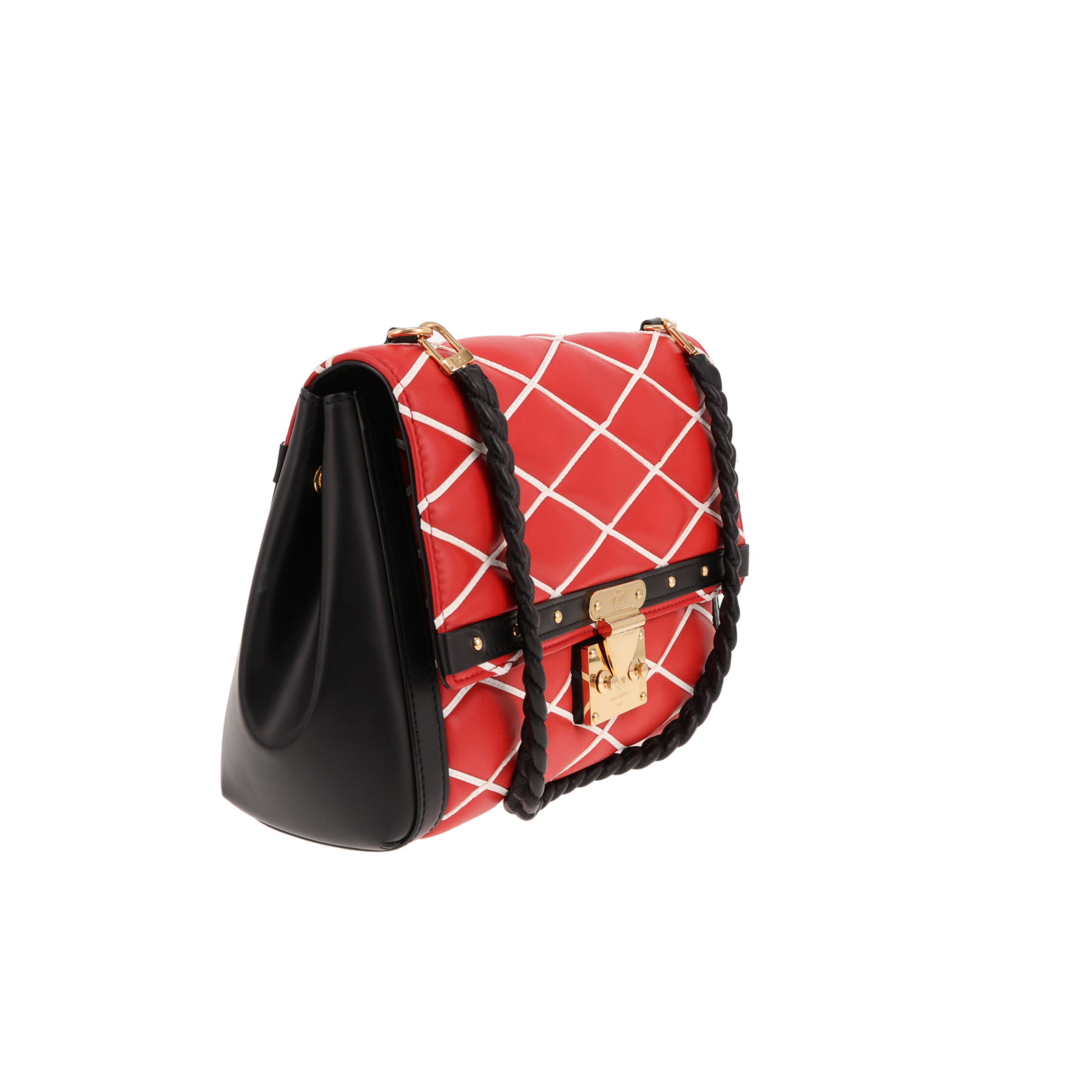 Louis Vuitton handbag – Malletage in red, Noir and Blanc quilted leather