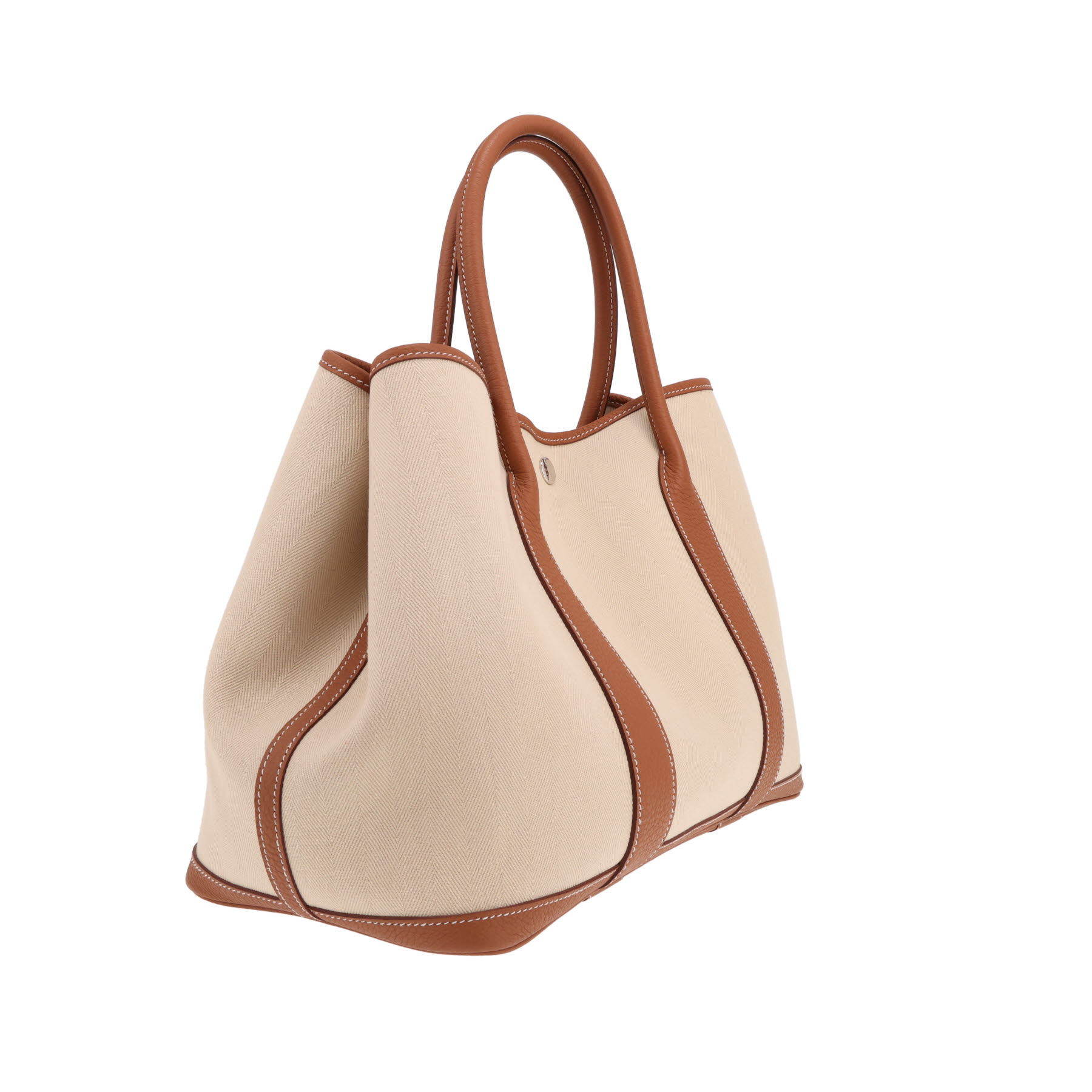 Hermès Garden Party 36 cm tote bag in beige canvas and gold leather