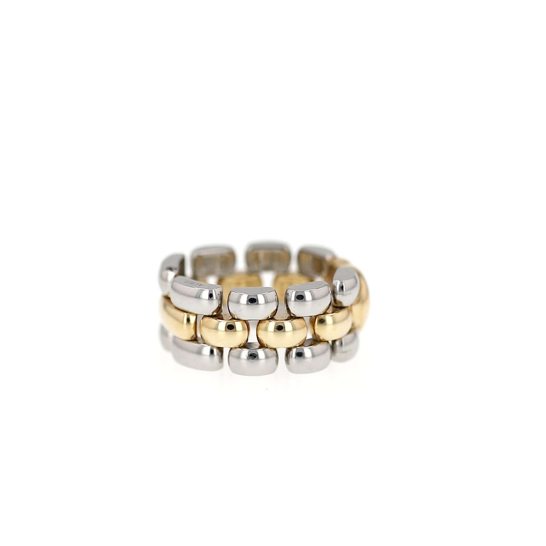 Anillo articulado Chopard Happy Diamonds en oro amarillo, acero y diamantes