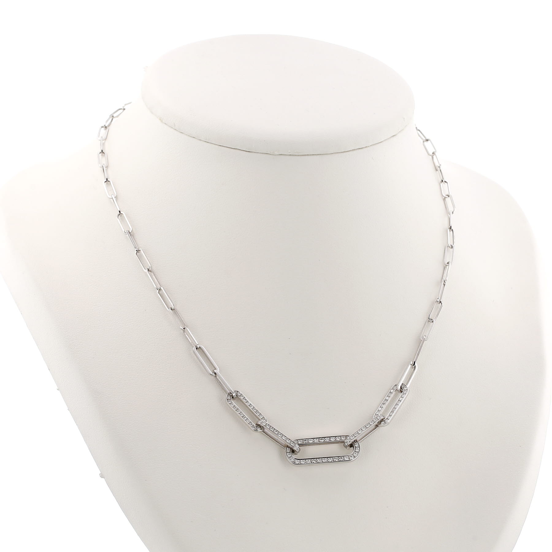 Collar Dinh Van con eslabones de oro blanco y diamantes