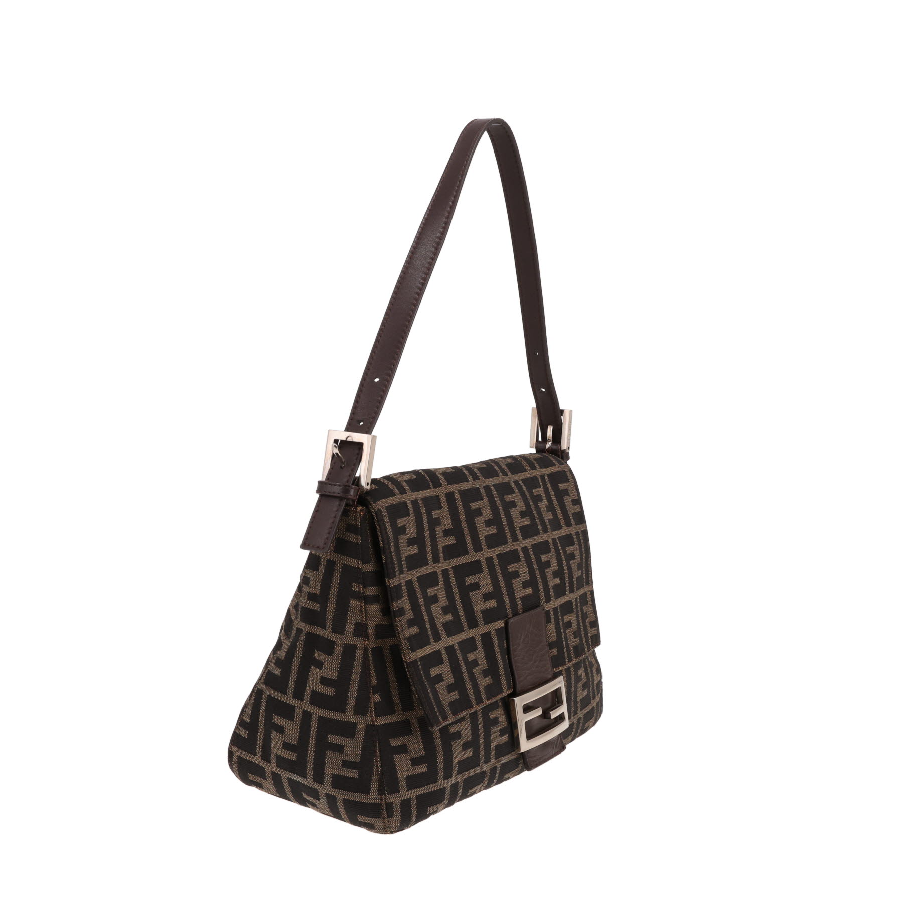Fendi ‘Big Mama’ handbag in brown logo-printed canvas and brown leather
