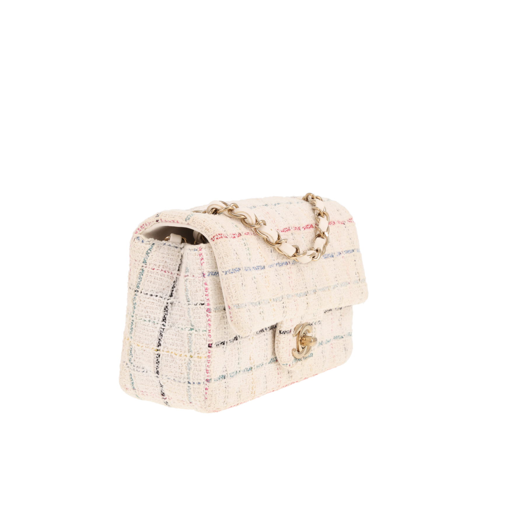Chanel Mini Timeless shoulder bag in white tweed