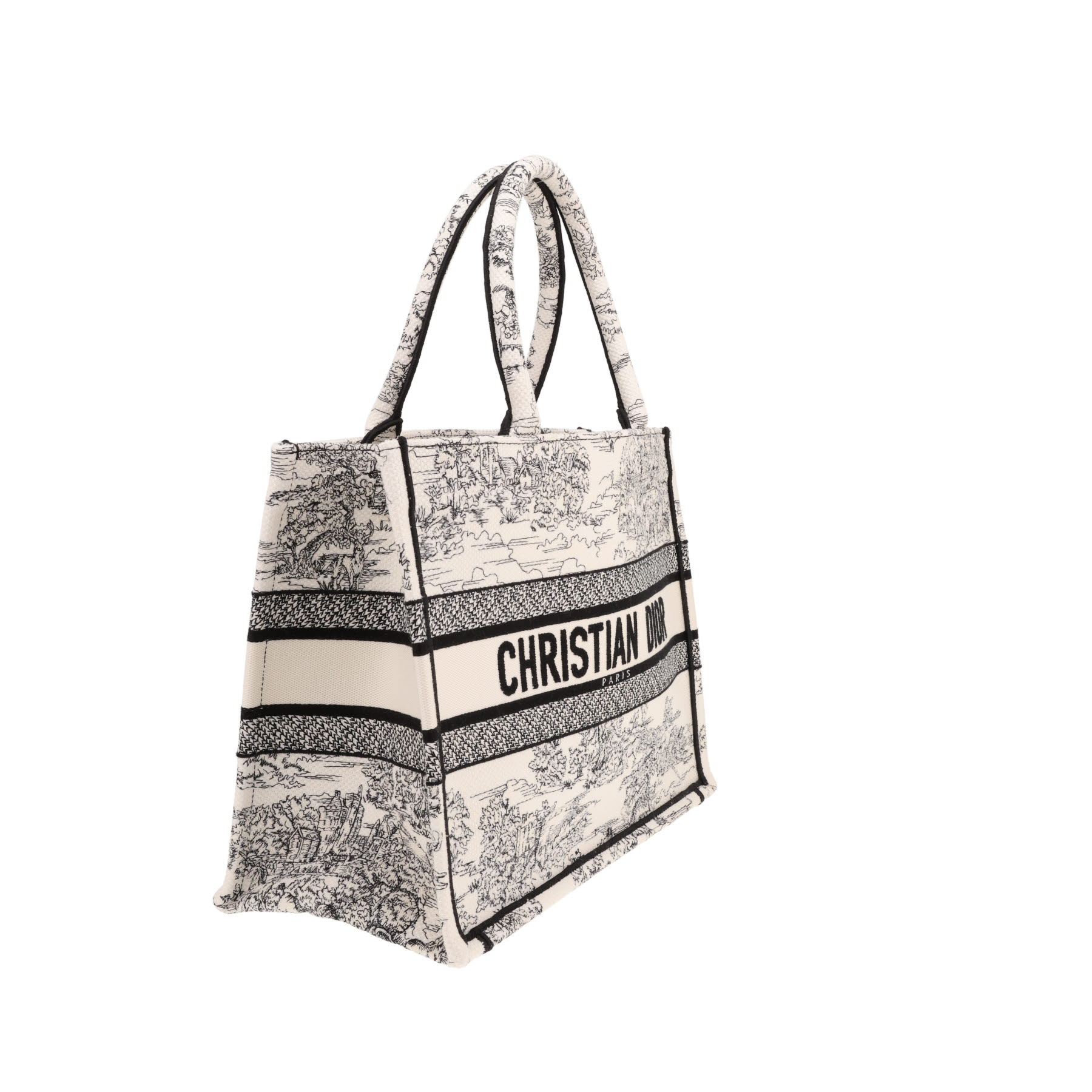 Dior Book Tote medium-sized shopping bag in Blanc and Noir Oblique Monogram canvas