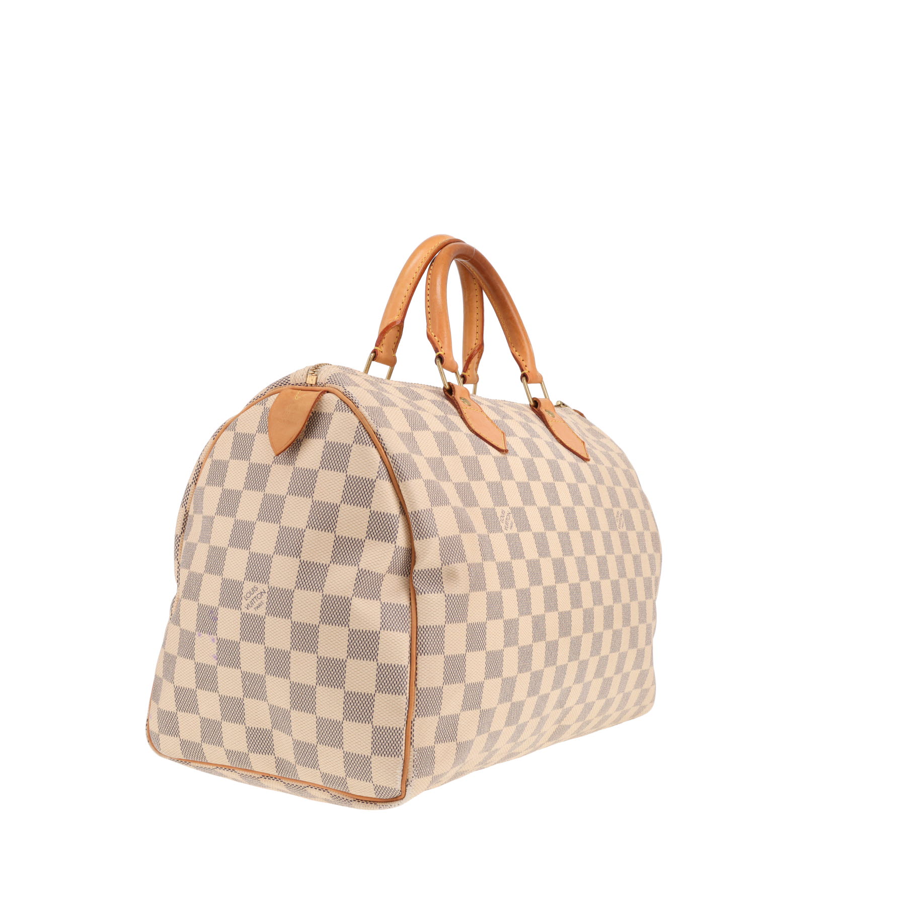 Bolso Louis Vuitton Speedy 35 de lona Damier azul celeste y piel natural