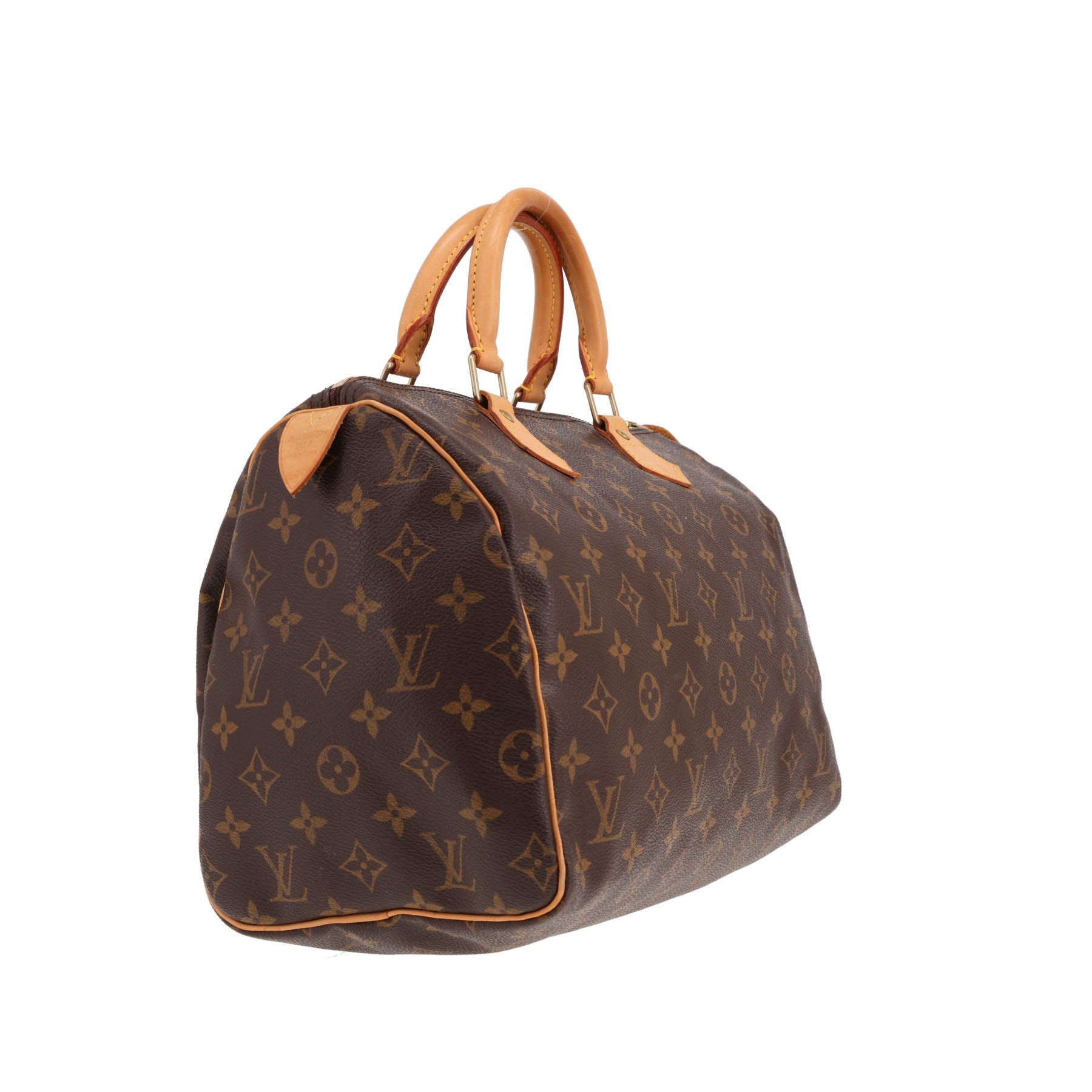 Louis Vuitton Speedy 30 handbag in brown Monogram canvas and natural leather
