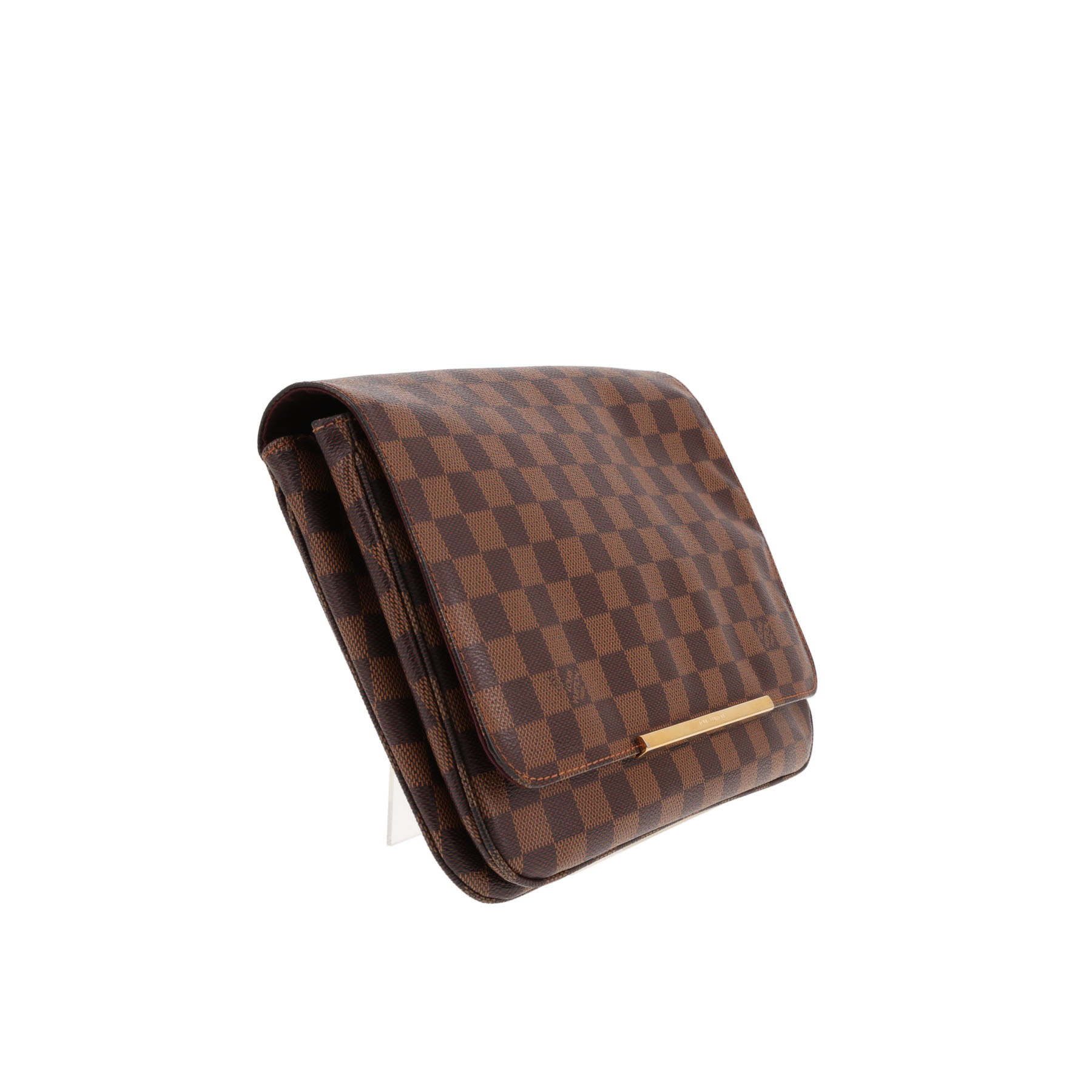 Sac bandoulière Louis Vuitton  Hoxton en toile damier ébène et cuir marron