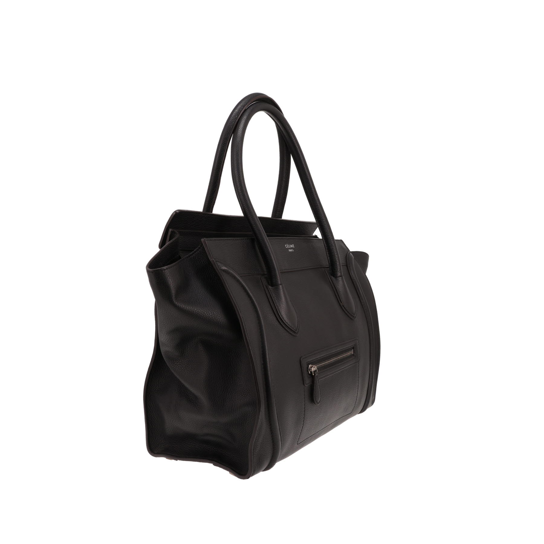 Celine Luggage handbag in black grained leather