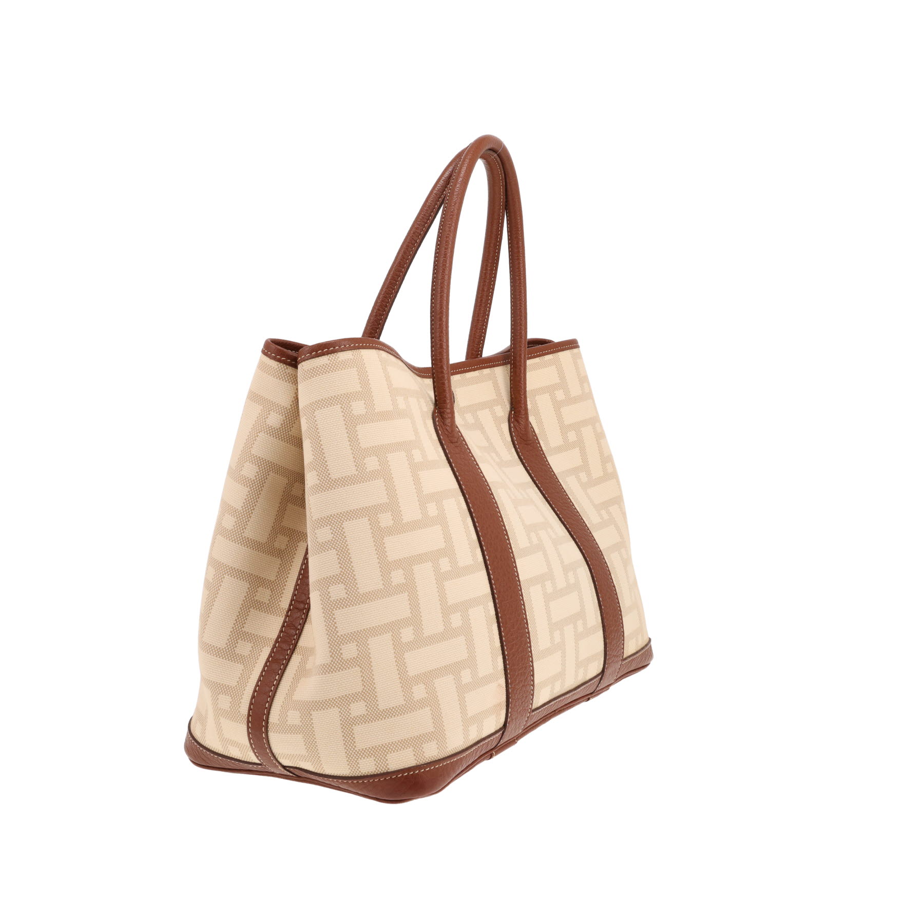 Borsa Hermès Garden Party da 36 cm in tela beige e pelle Gold