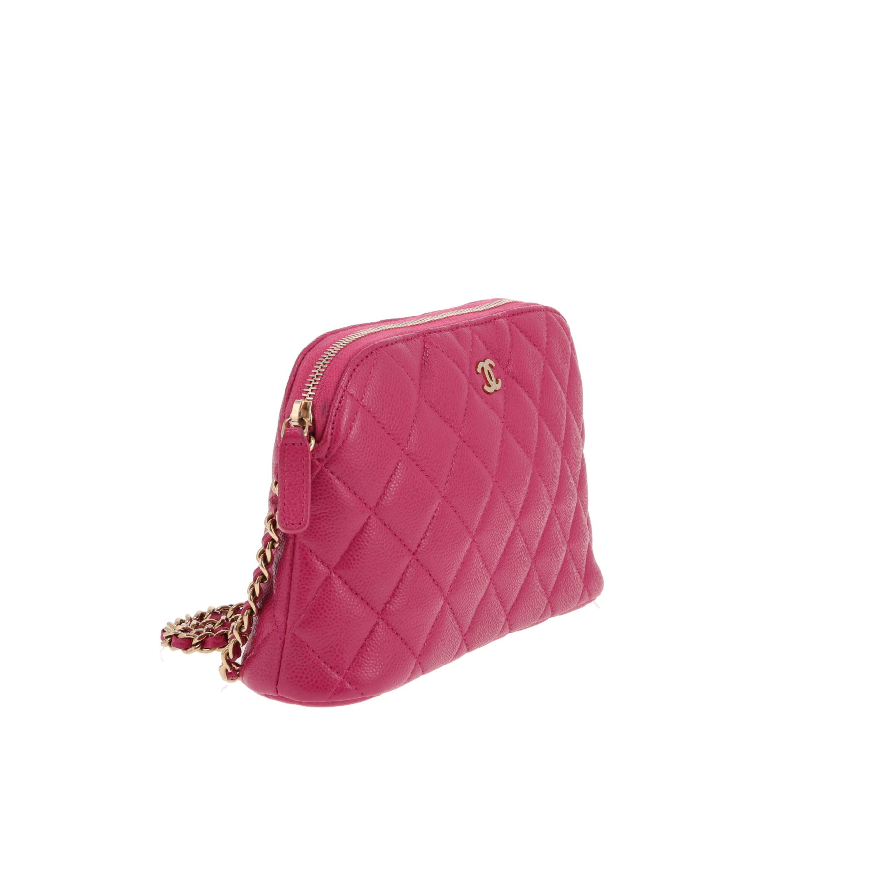 Chanel ‘Wallet on Chain’ shoulder bag in pink quilted grained leather
