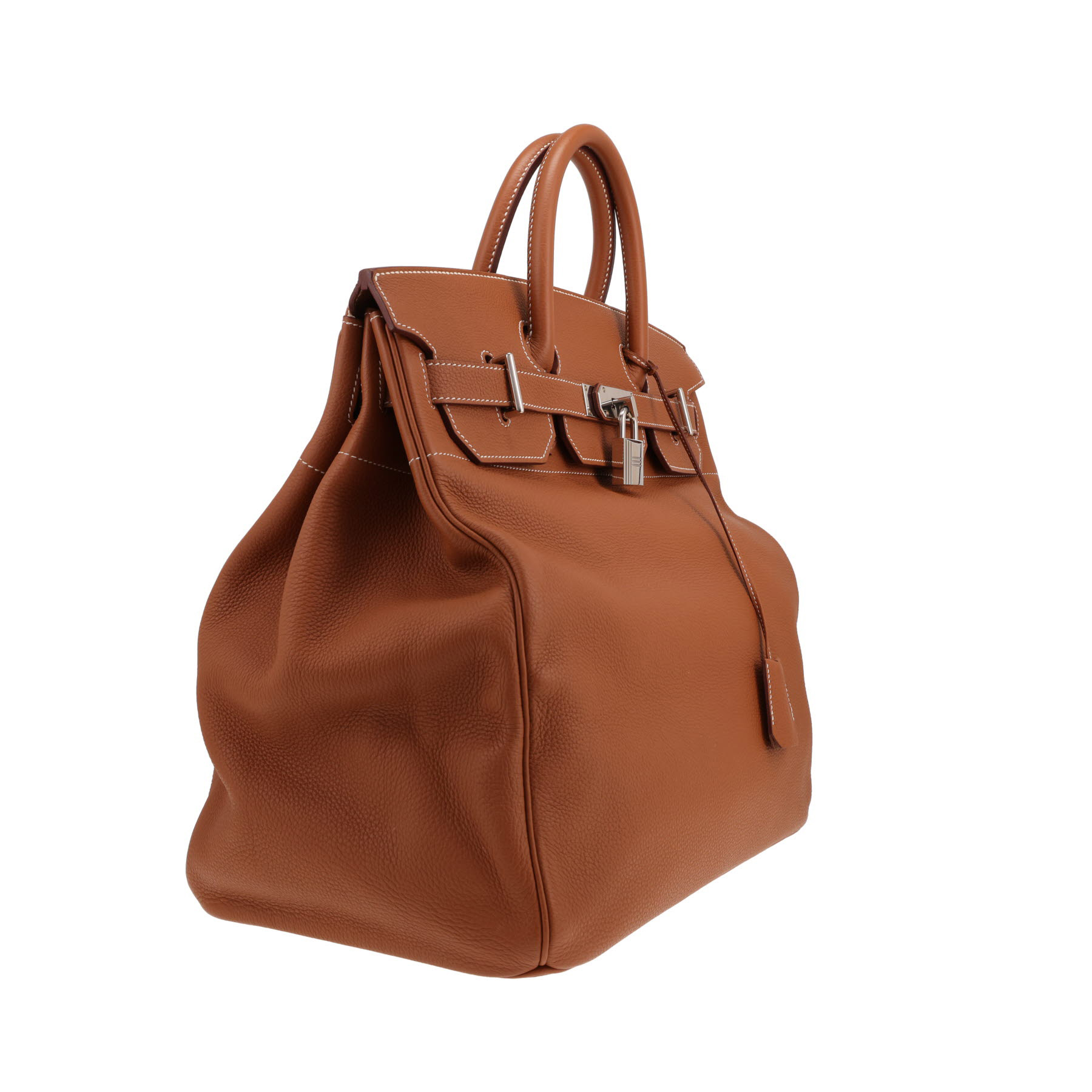 Bolso de viaje Hermès «Haut à Courroies» de piel Togo Gold