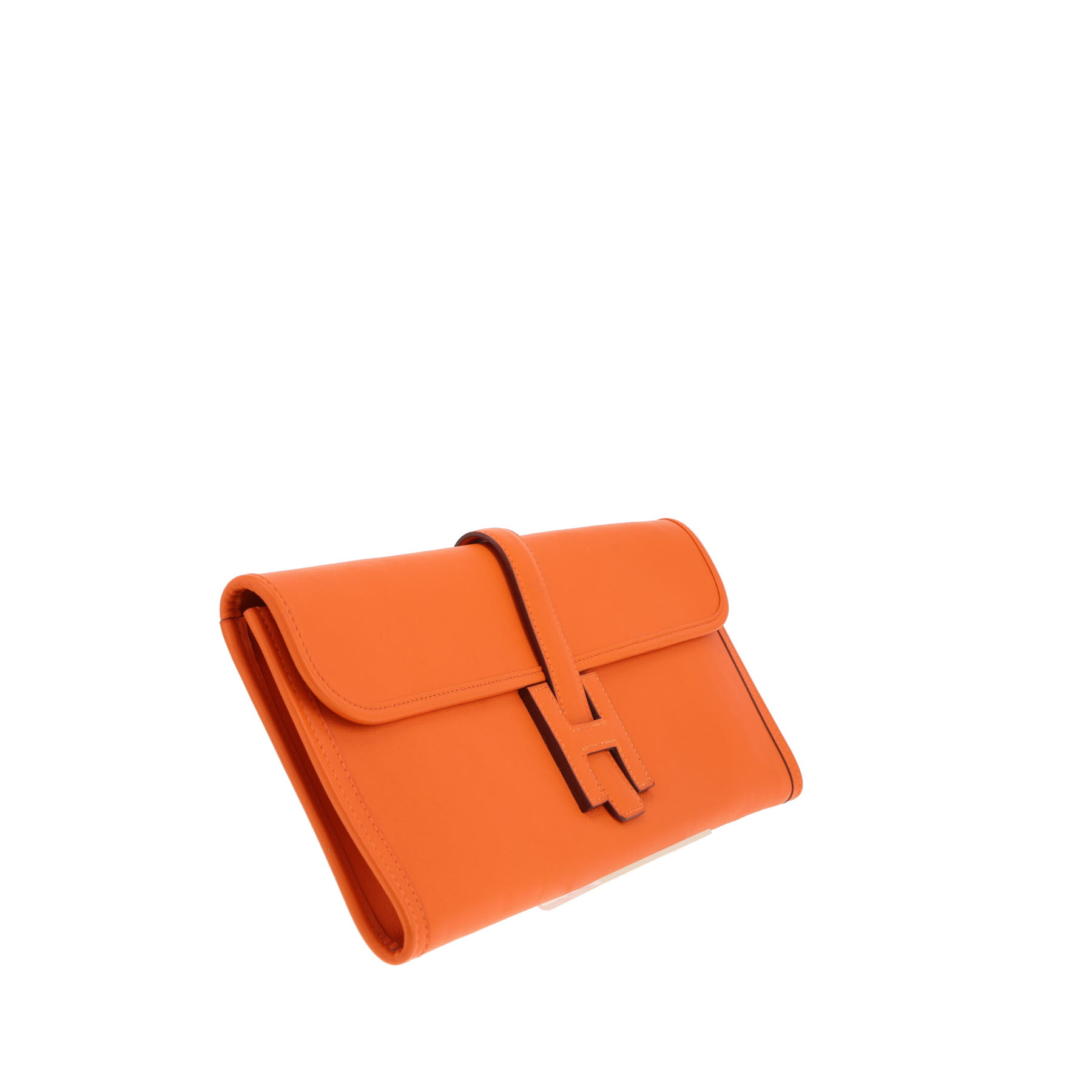 Hermès Jige clutch bag, large size, in Orange Swift leather