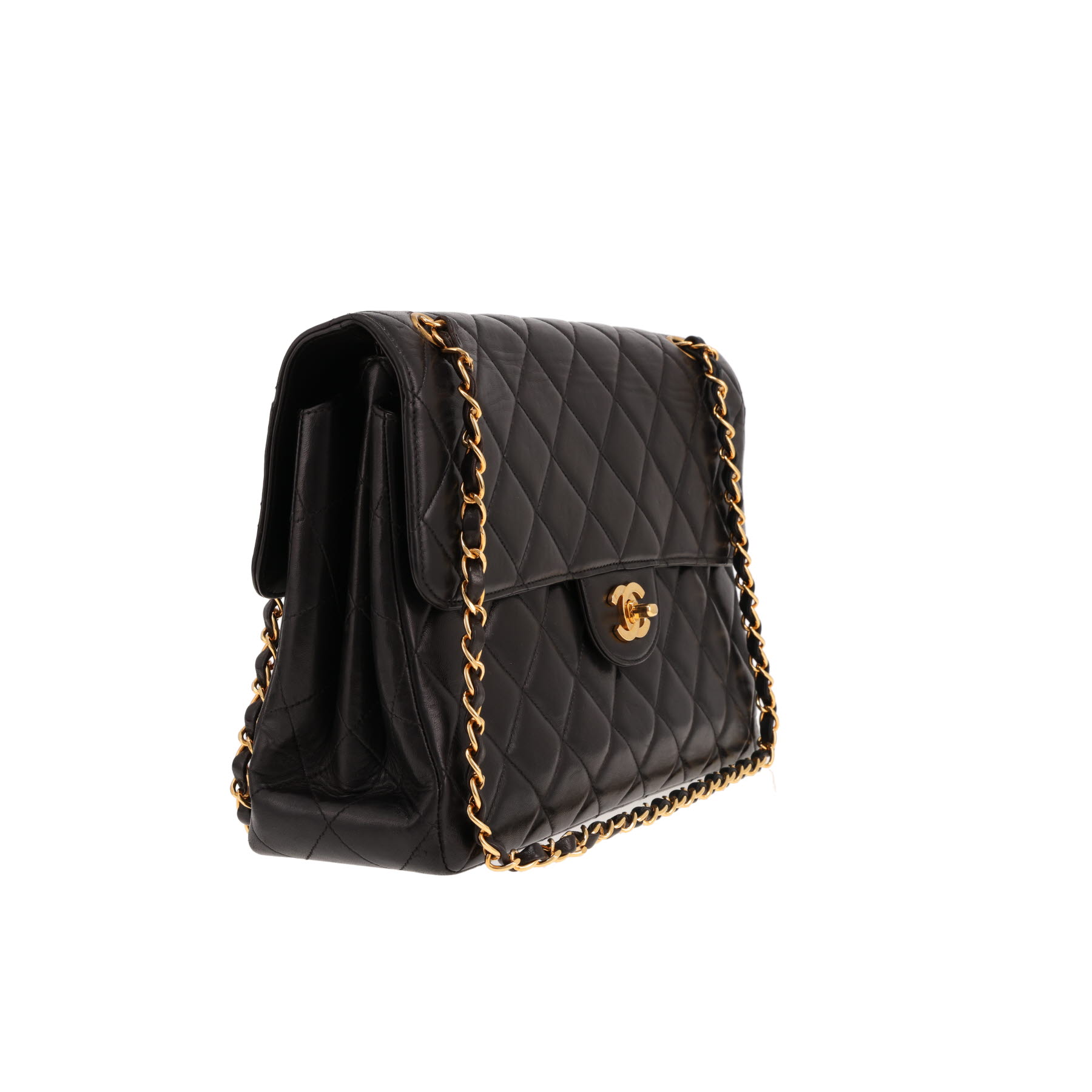 Borsa Chanel Timeless Jumbo in pelle martellata nera trapuntata