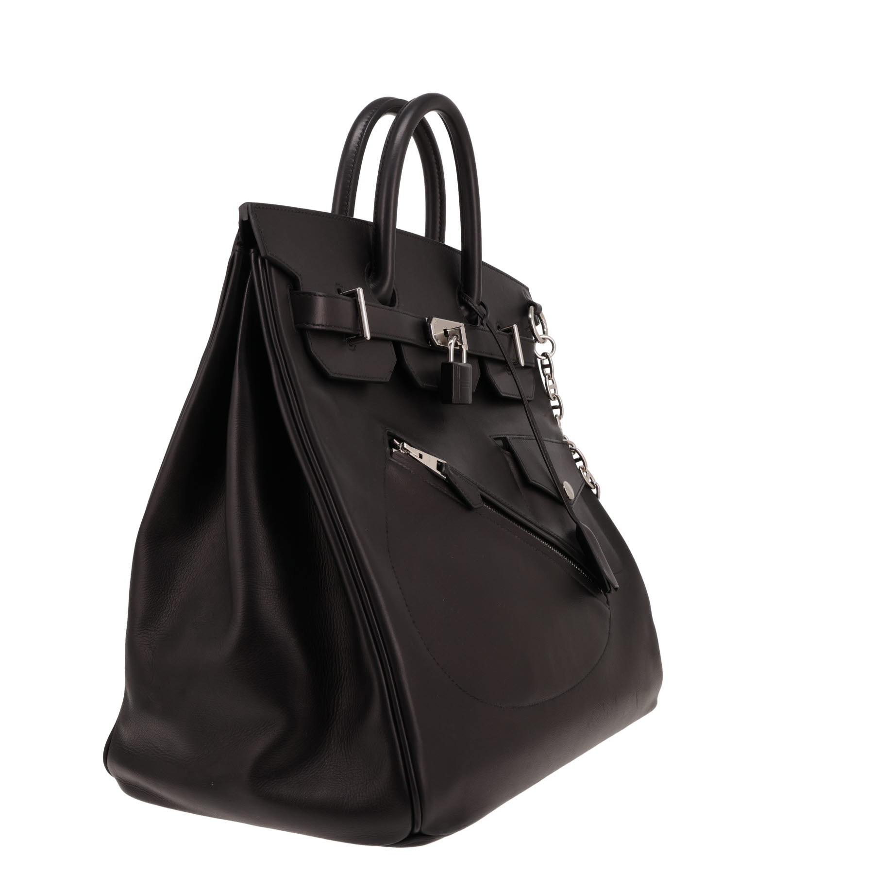 Bolso de fin de semana de Hermès  con correas, de piel negra