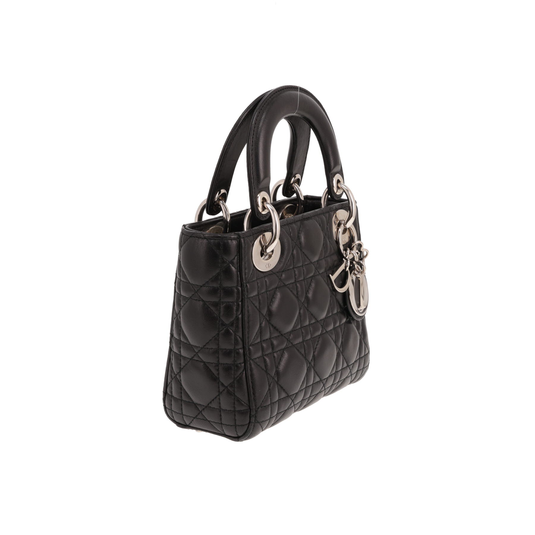 Borsa a tracolla Dior  Lady Dior mini  in pelle cannage nera