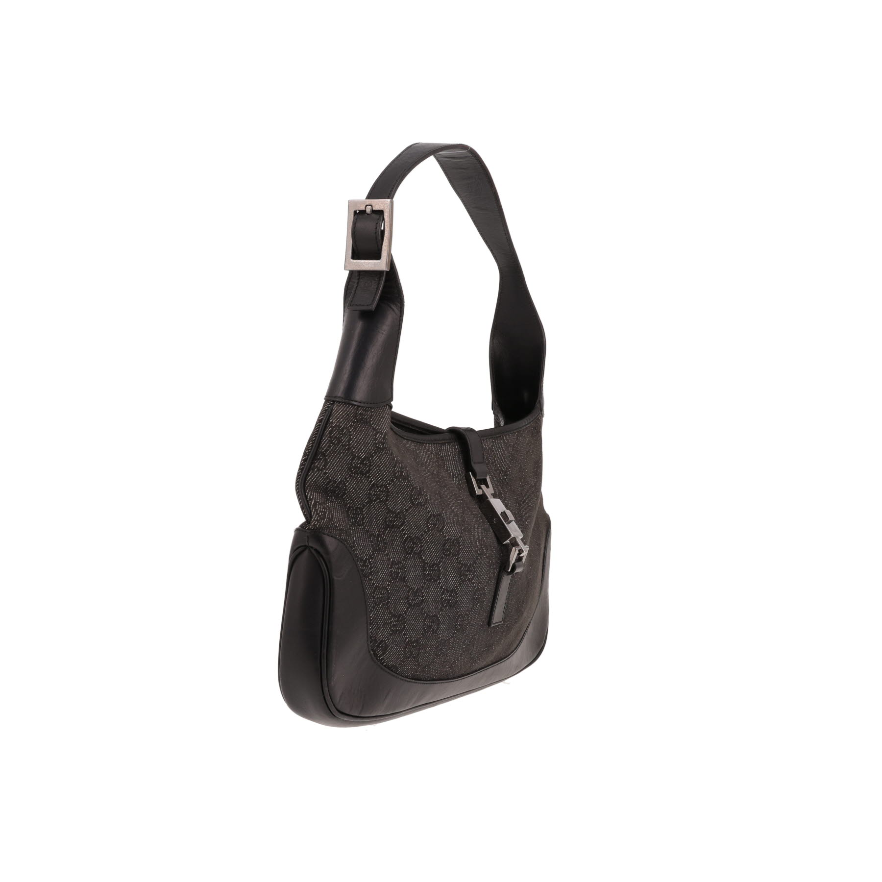 Borsa Gucci Jackie in tela Supreme GG nera e pelle nera