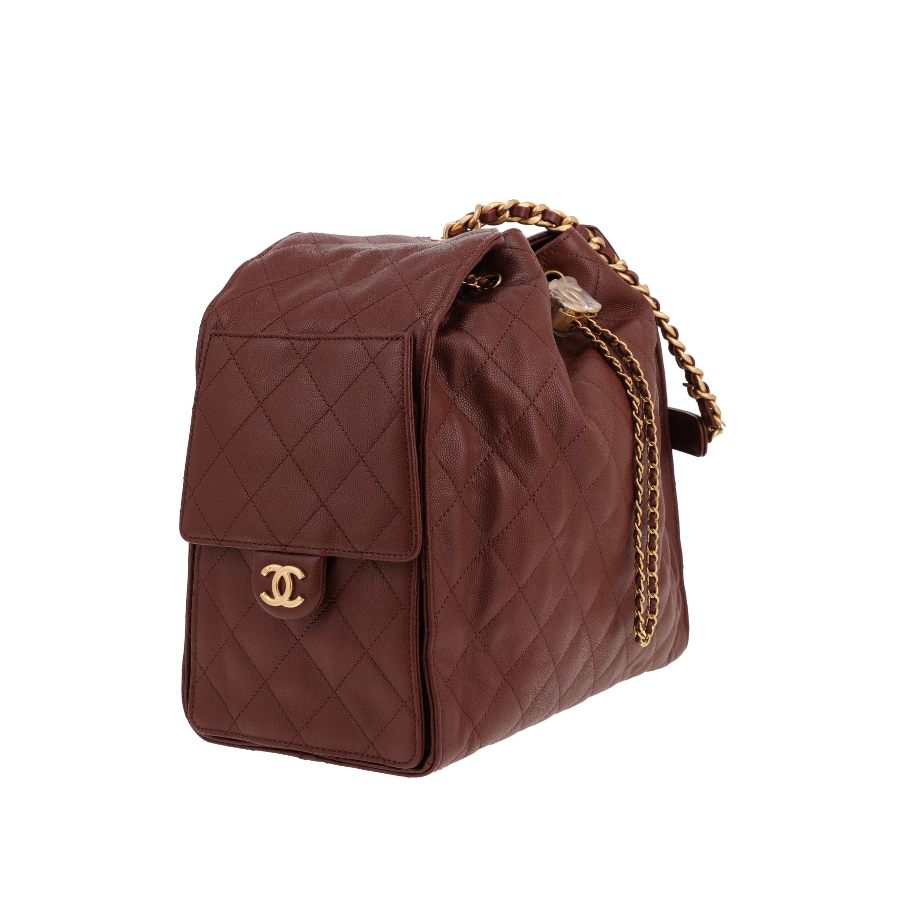Bolso Chanel 25 de piel granulada marrón