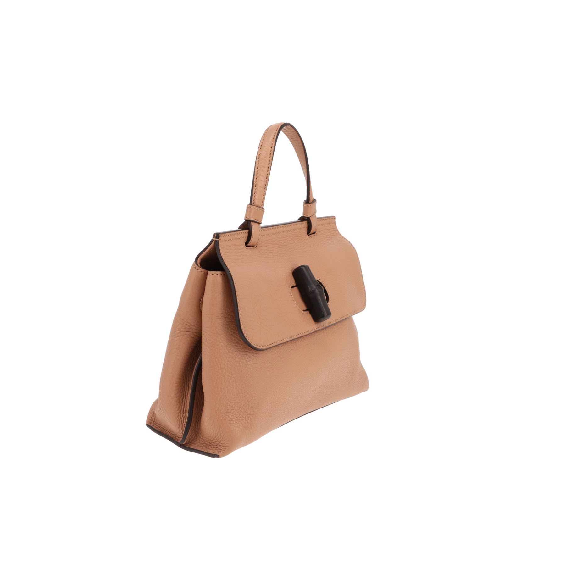 Gucci Bambou handbag in beige grained leather and bamboo